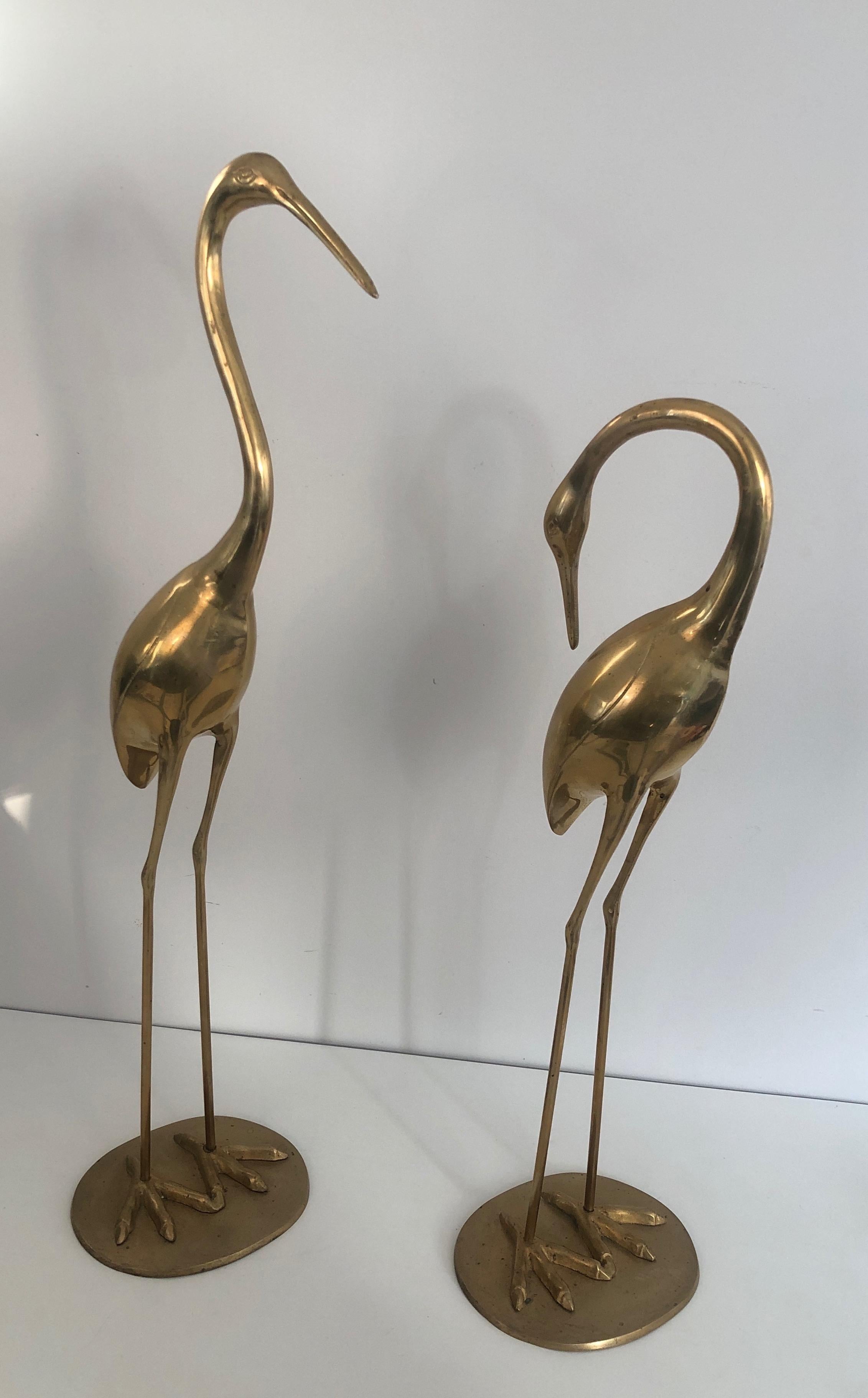 Pair of Decorative Brass Herons, French, Circa 1970 7