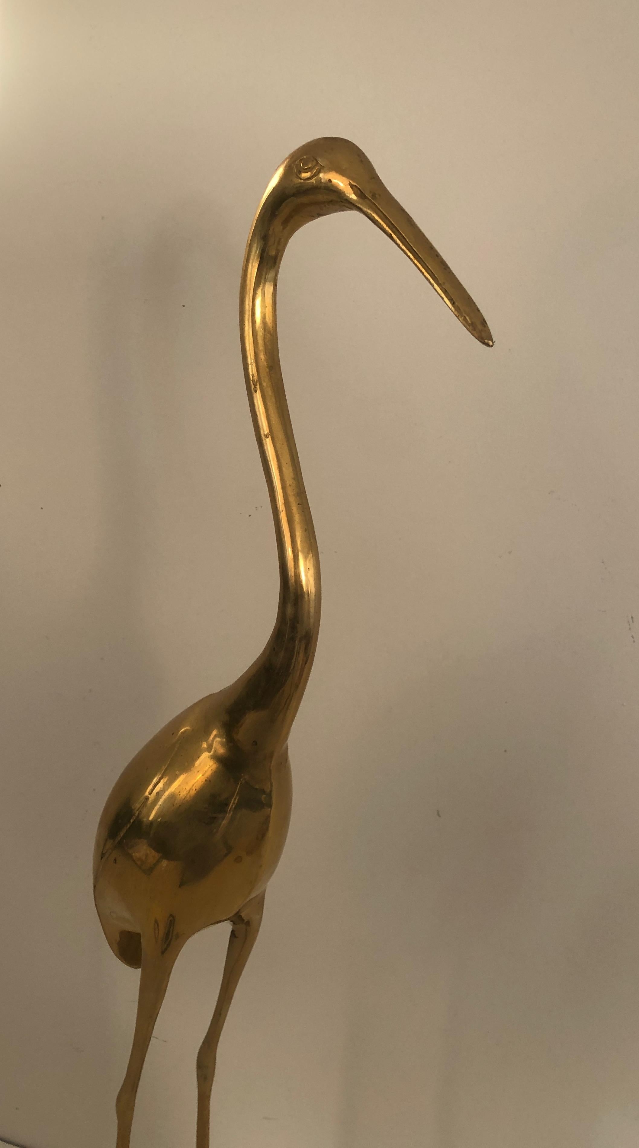 Pair of Decorative Brass Herons, French, Circa 1970 8