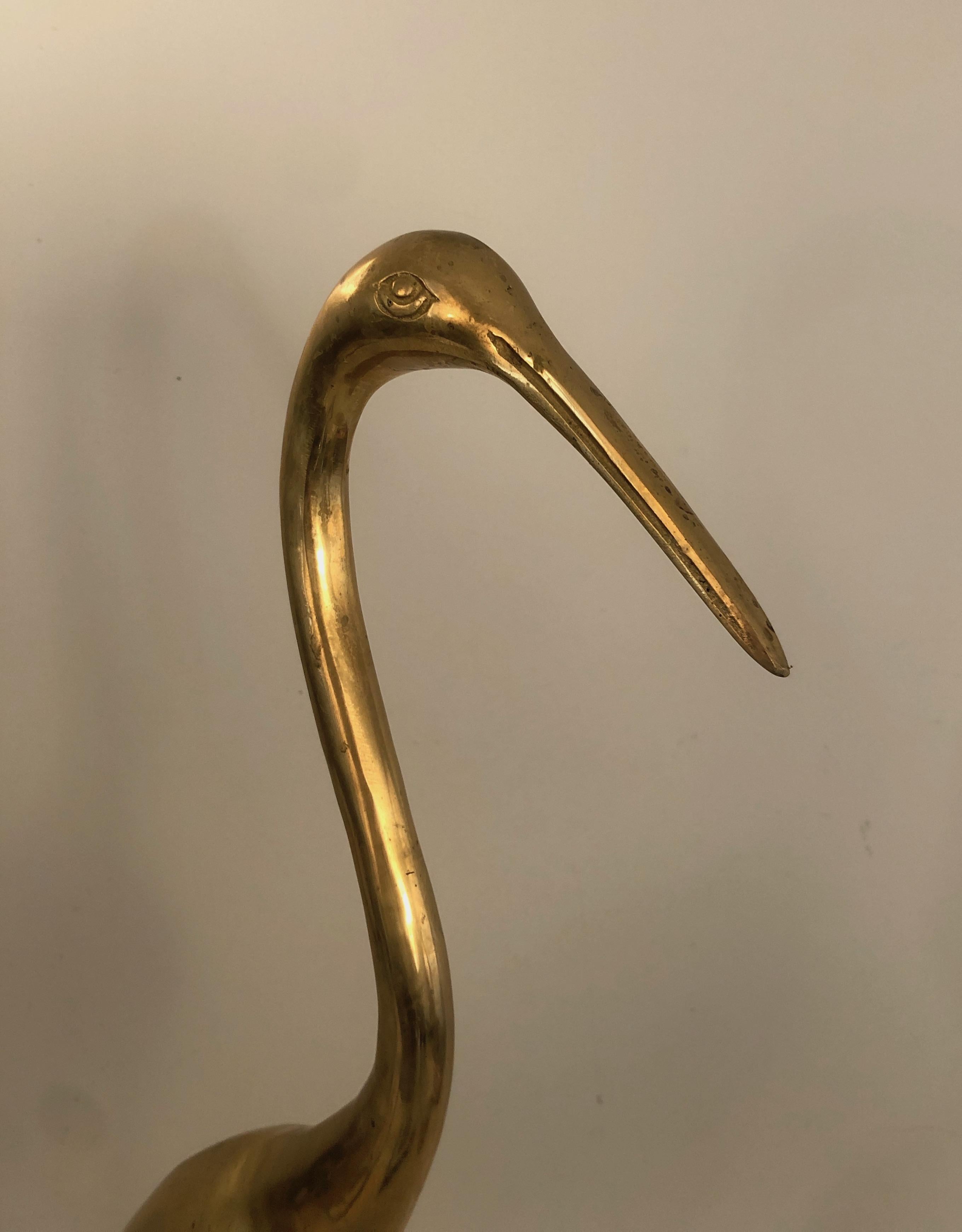 Pair of Decorative Brass Herons, French, Circa 1970 9