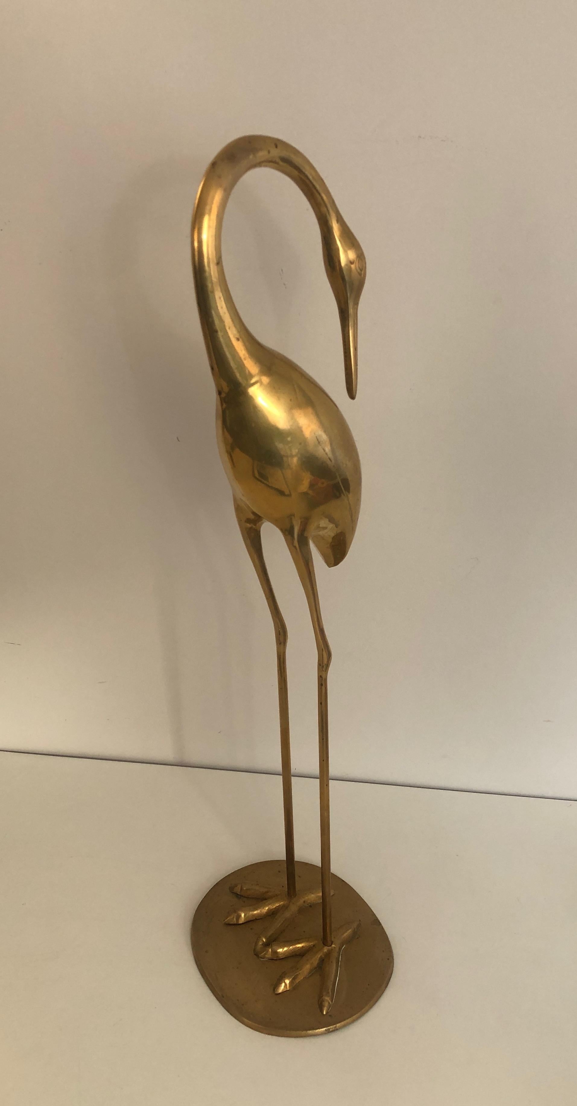 Pair of Decorative Brass Herons, French, Circa 1970 12