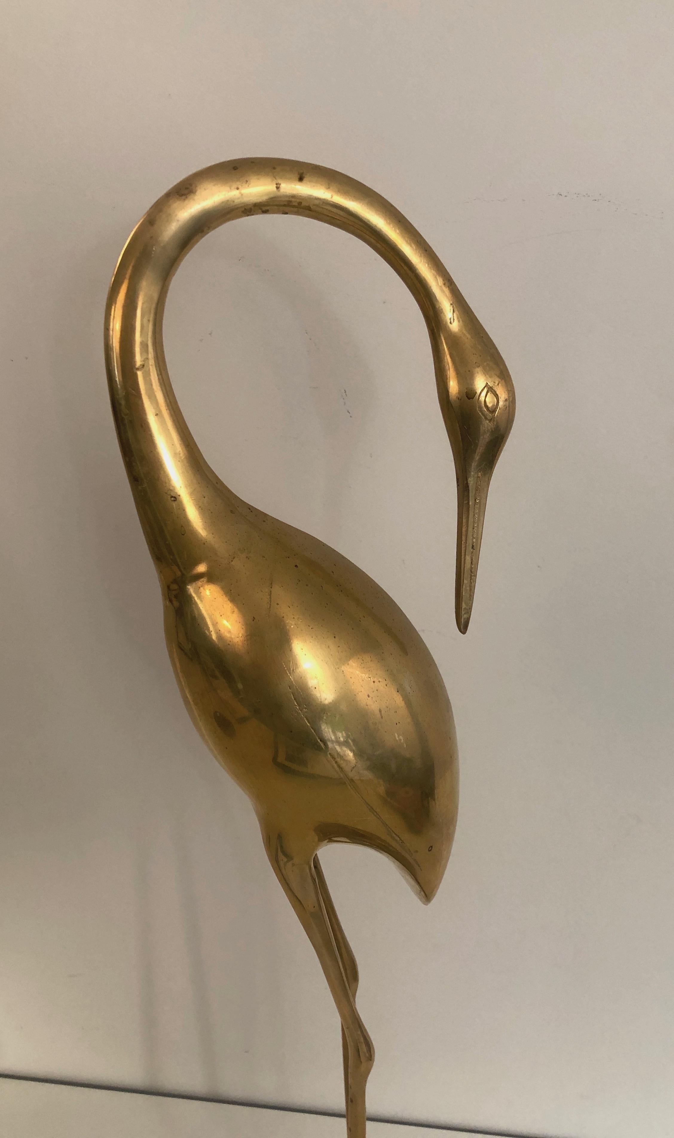Pair of Decorative Brass Herons, French, Circa 1970 14