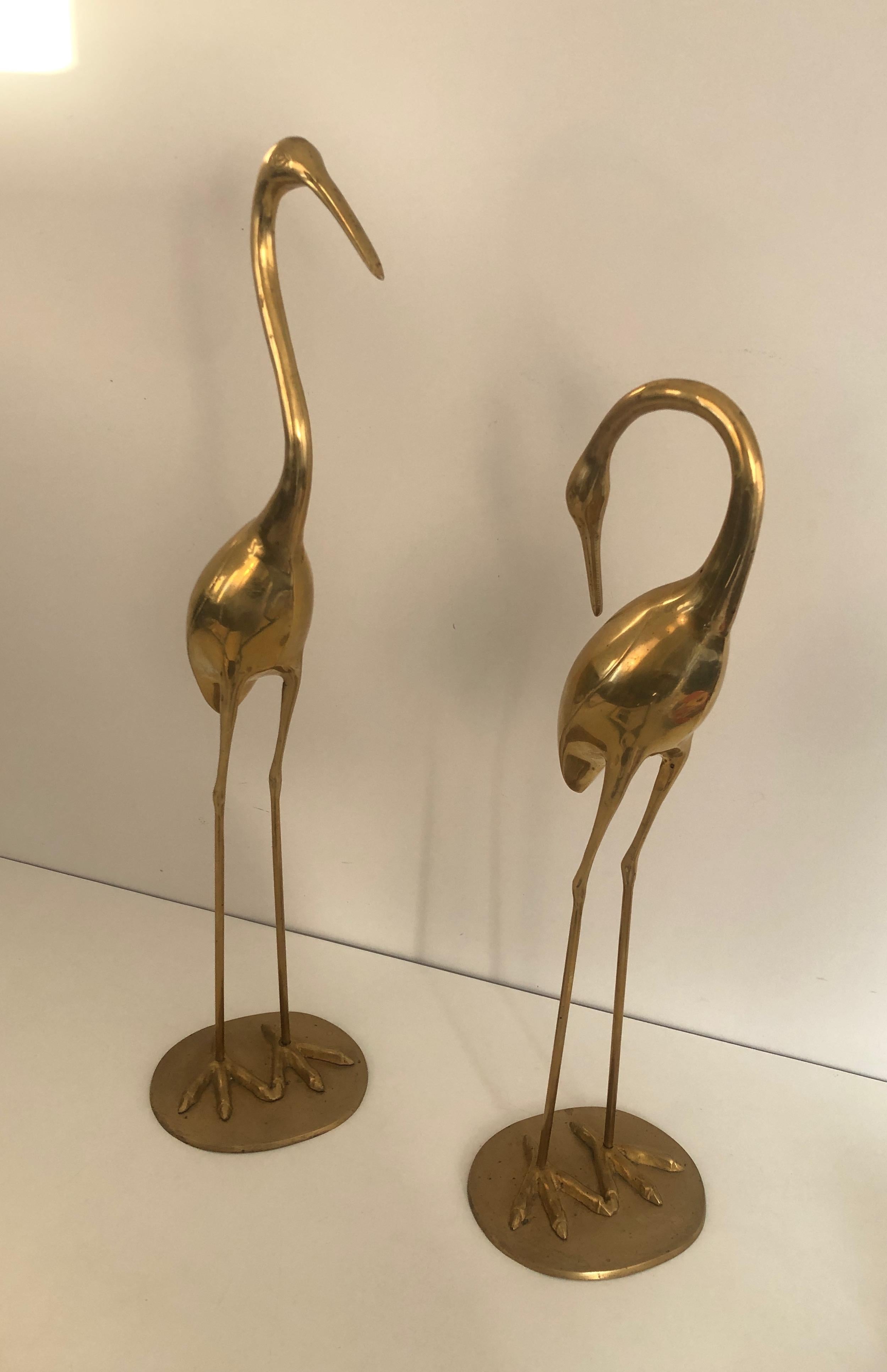 Pair of Decorative Brass Herons, French, Circa 1970 15