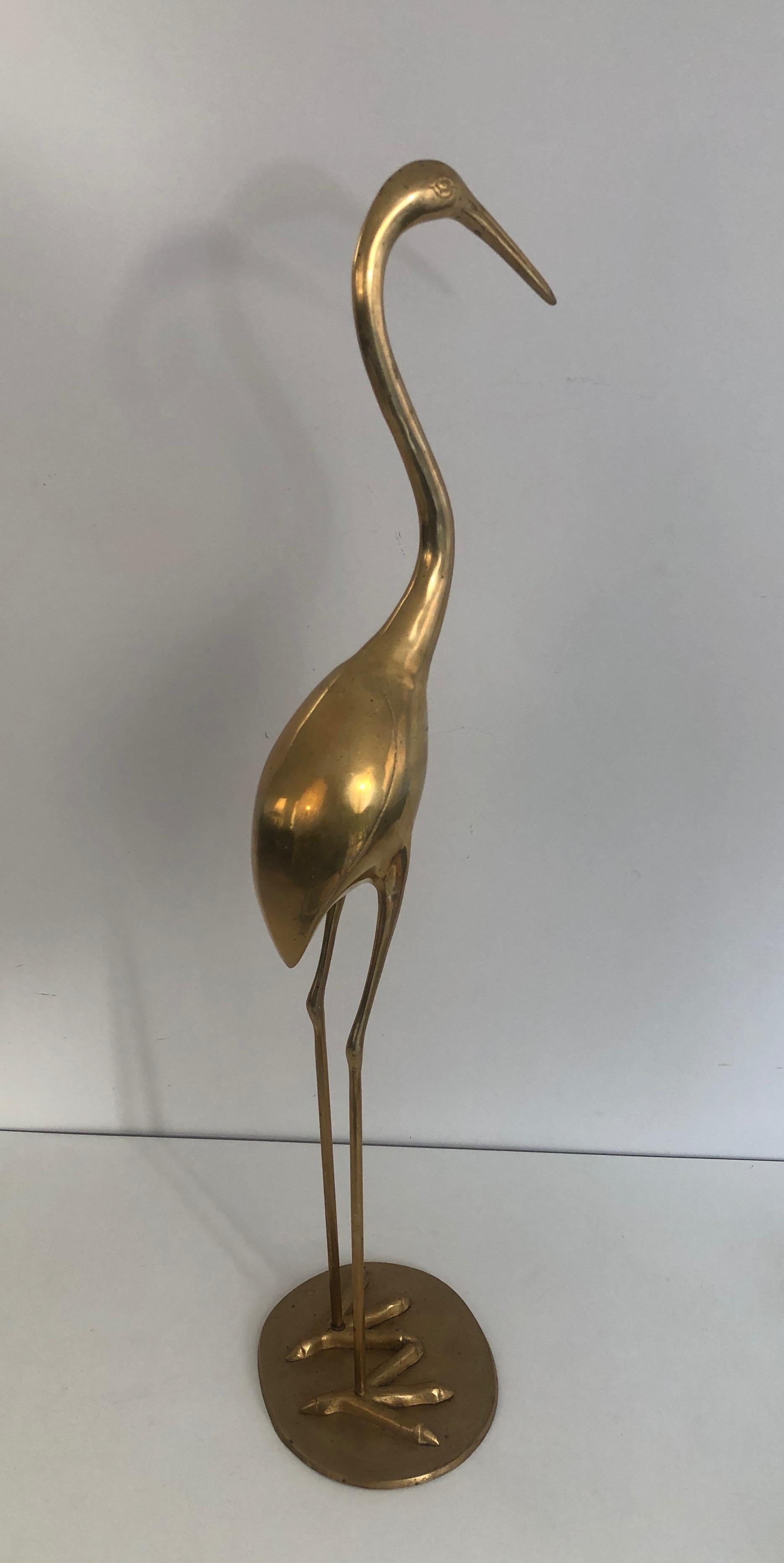 Mid-Century Modern Pair of Decorative Brass Herons, French, Circa 1970