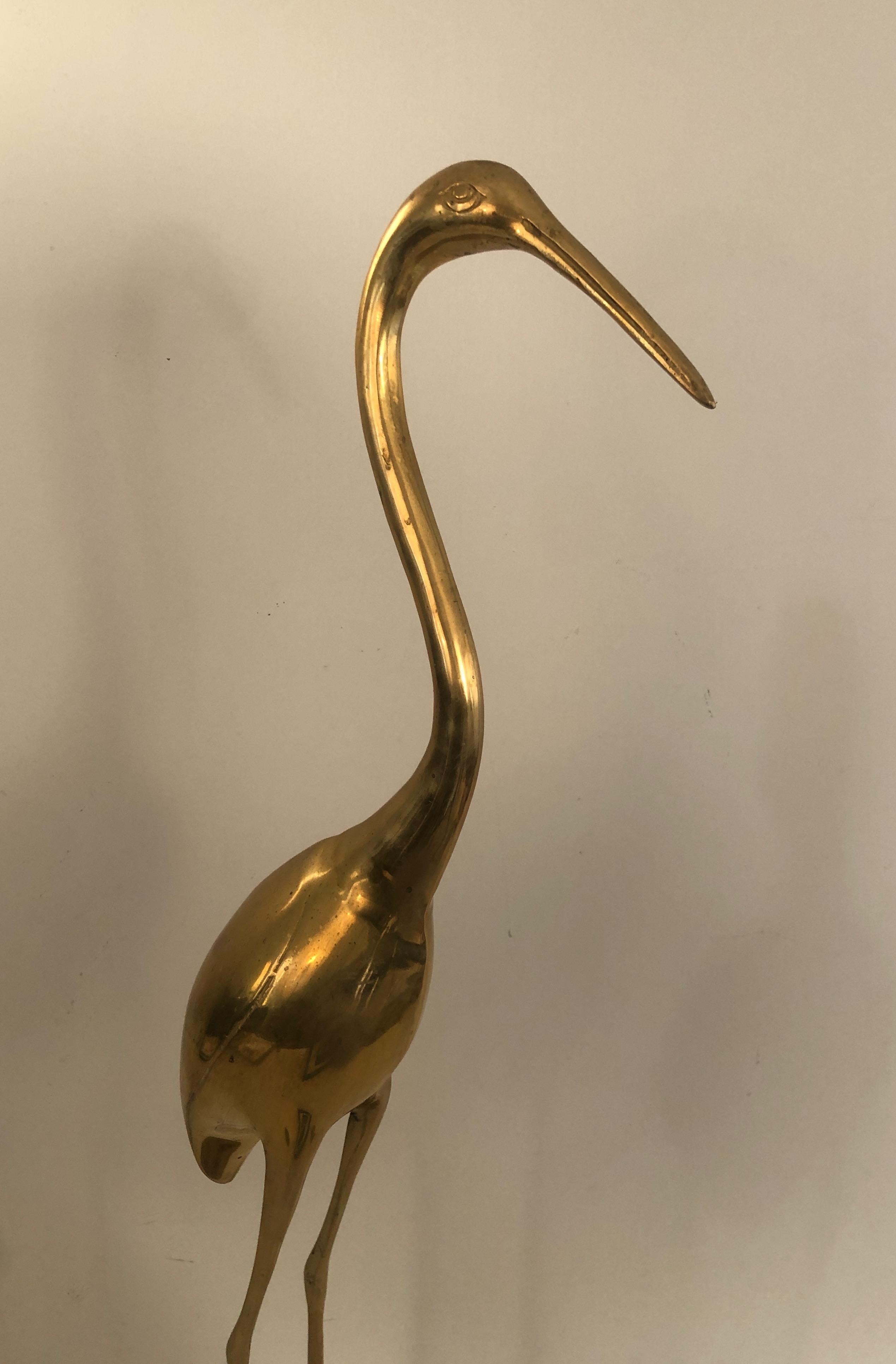 Pair of Decorative Brass Herons, French, Circa 1970 In Good Condition In Marcq-en-Barœul, Hauts-de-France