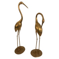 Pair of Decorative Brass Herons, French, Circa 1970