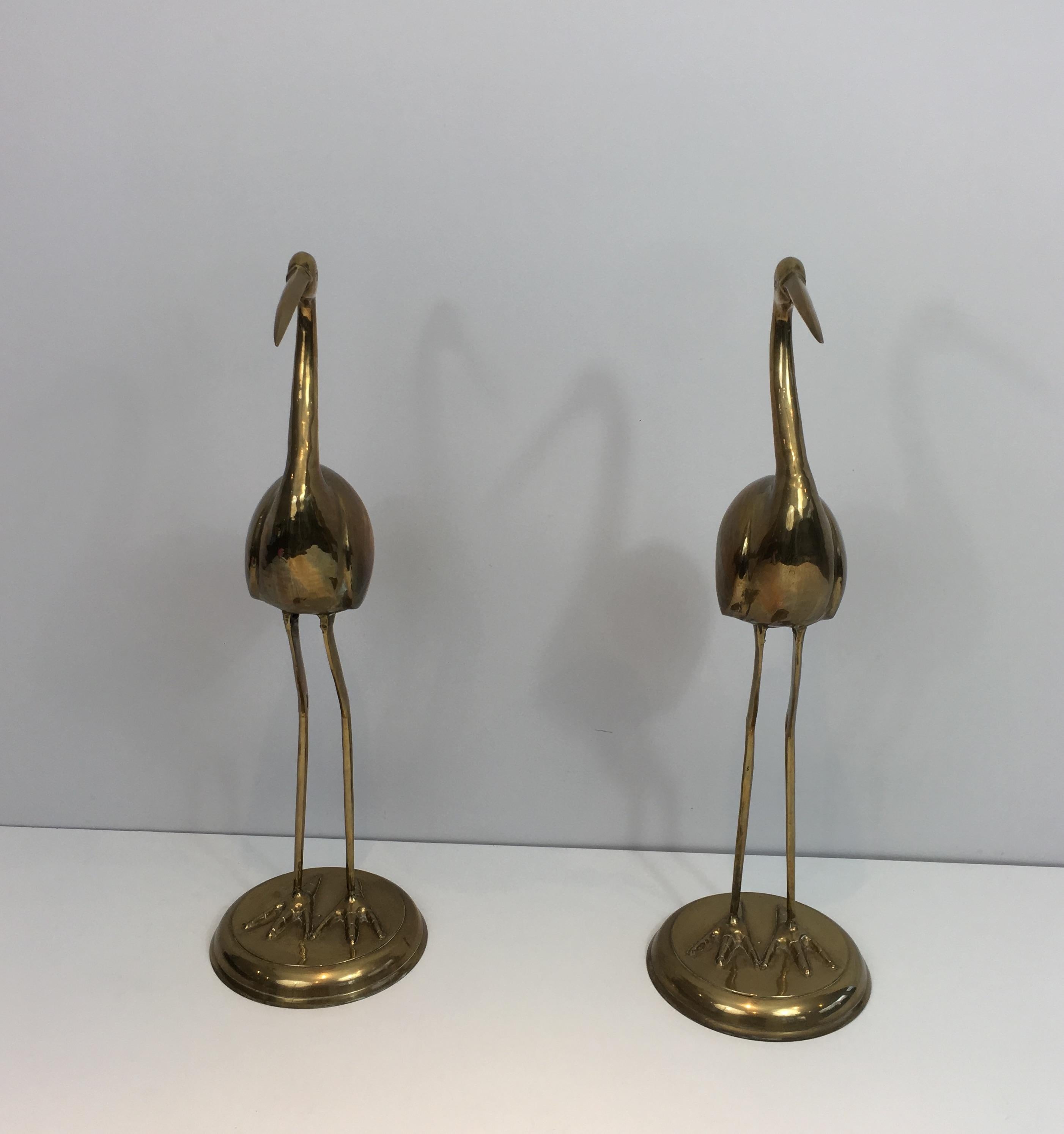 Pair of Decorative Brass Ibis on Wooden Stands For Sale 7