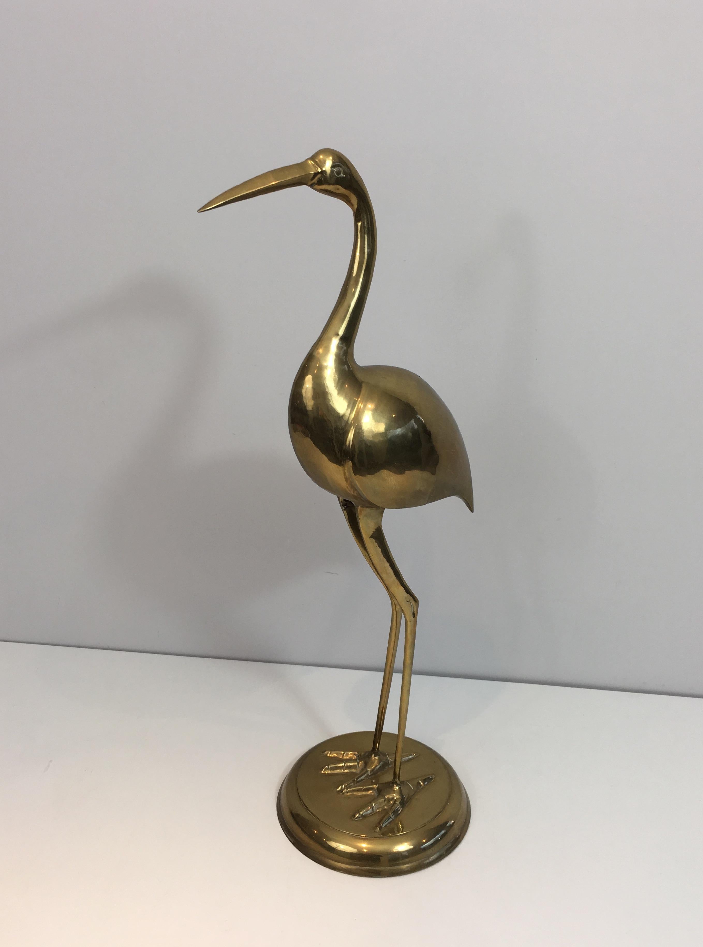 Pair of Decorative Brass Ibis on Wooden Stands For Sale 8