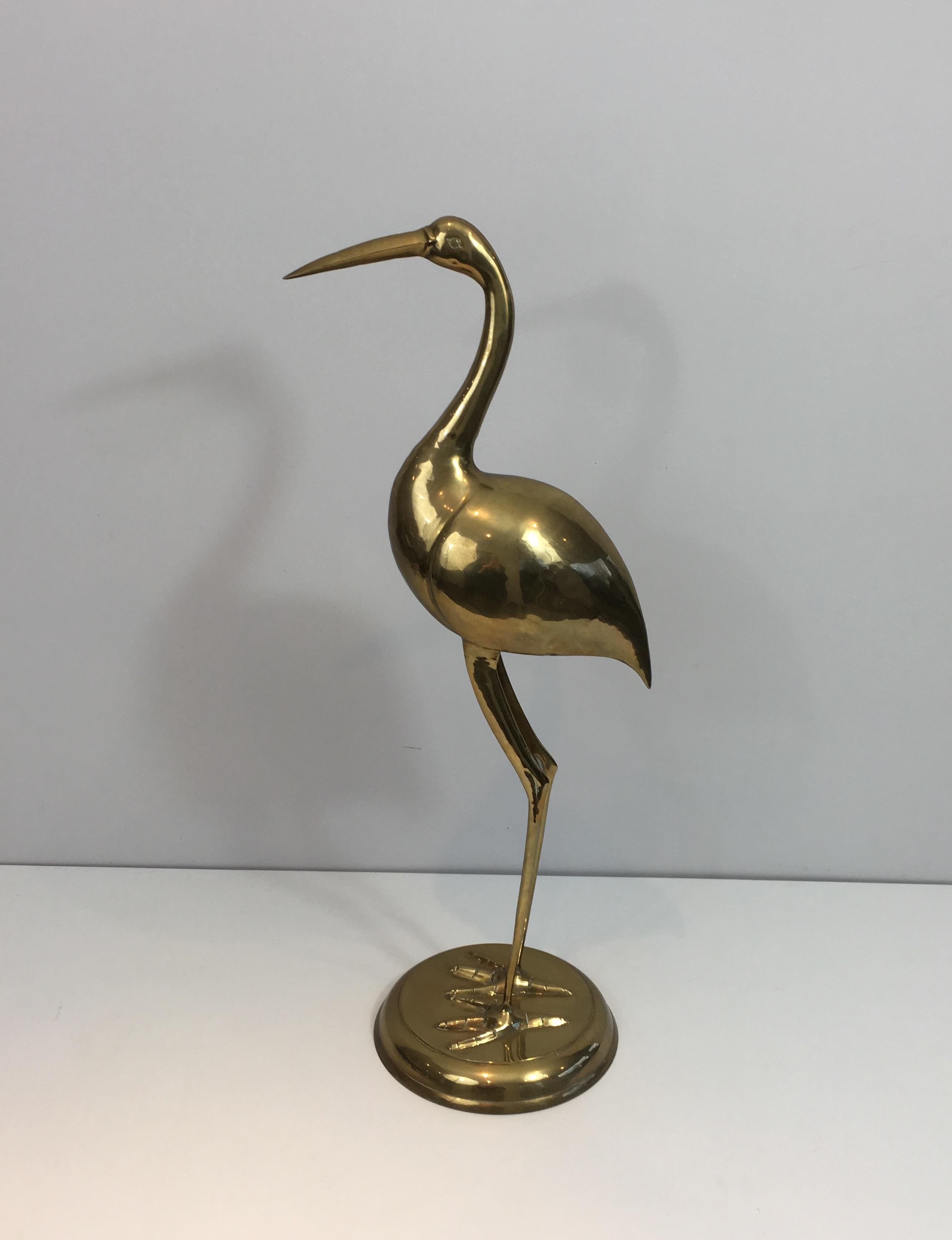 Pair of Decorative Brass Ibis on Wooden Stands For Sale 9