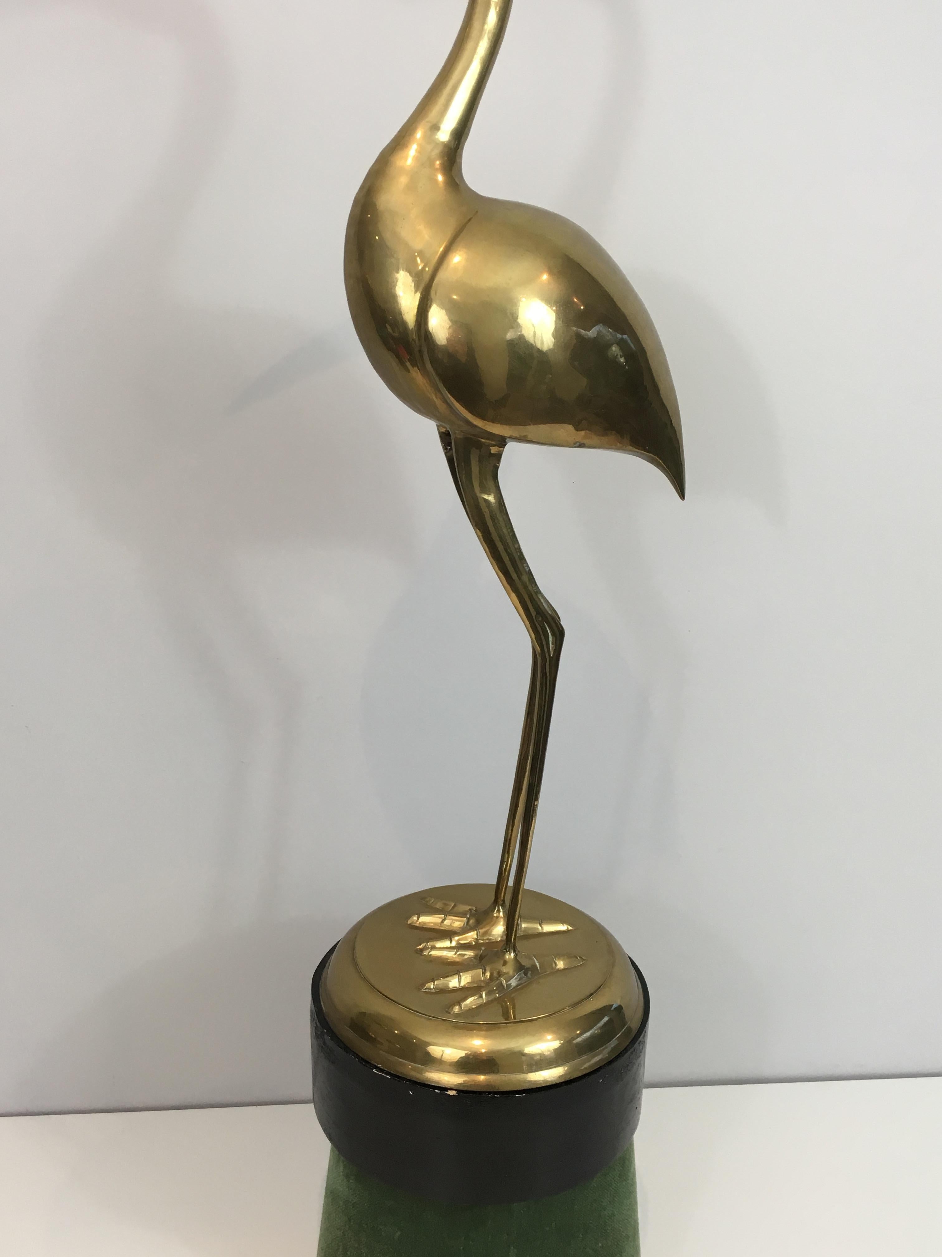 Pair of Decorative Brass Ibis on Wooden Stands For Sale 3