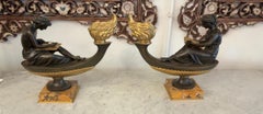 Pair Of Decorative Bronze with the Figures Of L 'Etude and La Philosophie