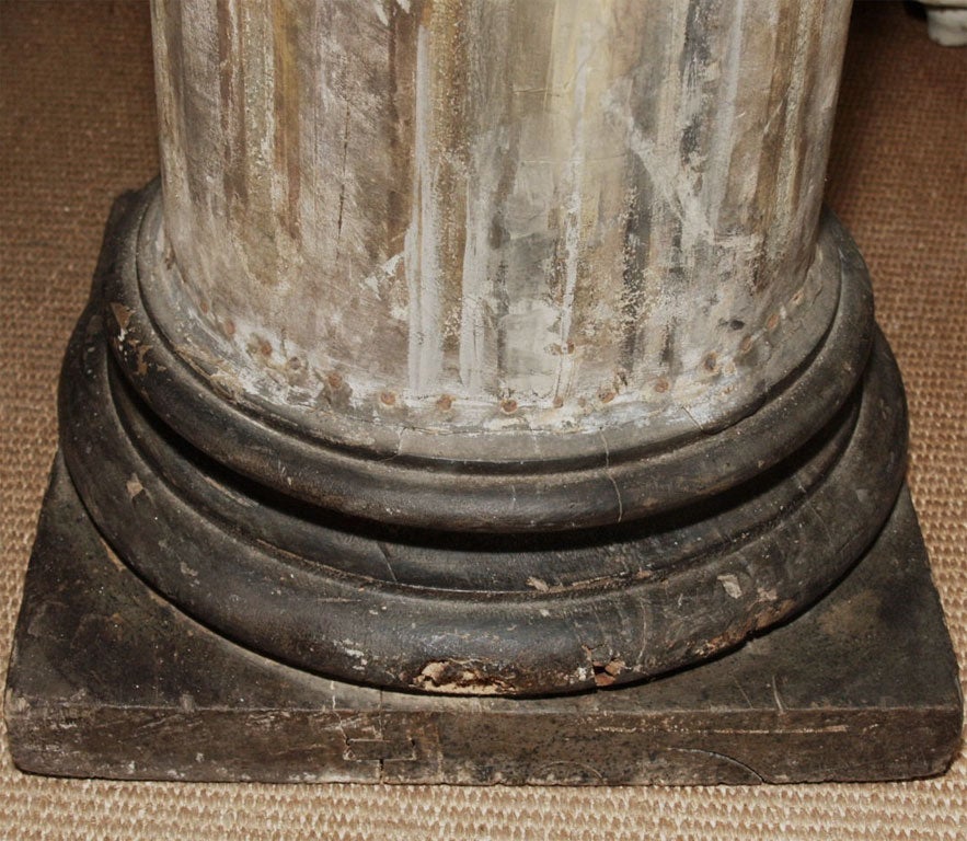 19th Century Pair of Decorative Canvas Covered Wood Columns For Sale