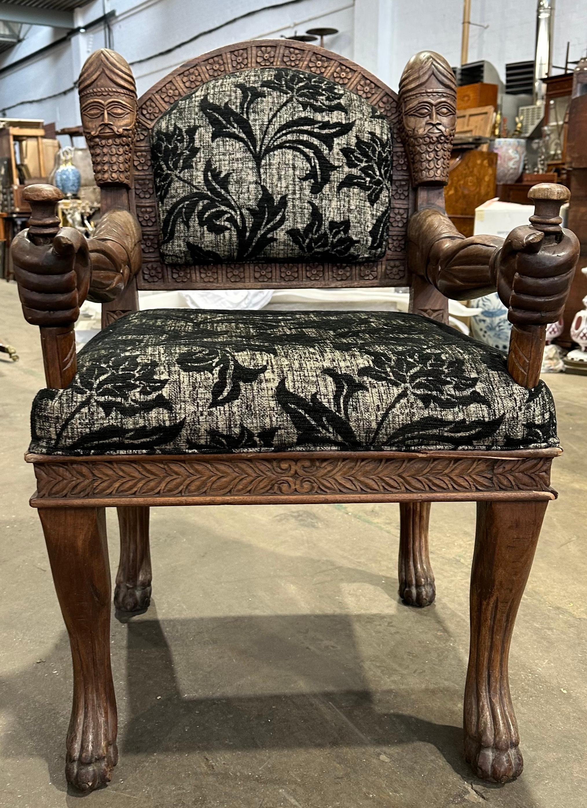 Hand-Carved Pair Of Decorative Carved Armchairs For Sale