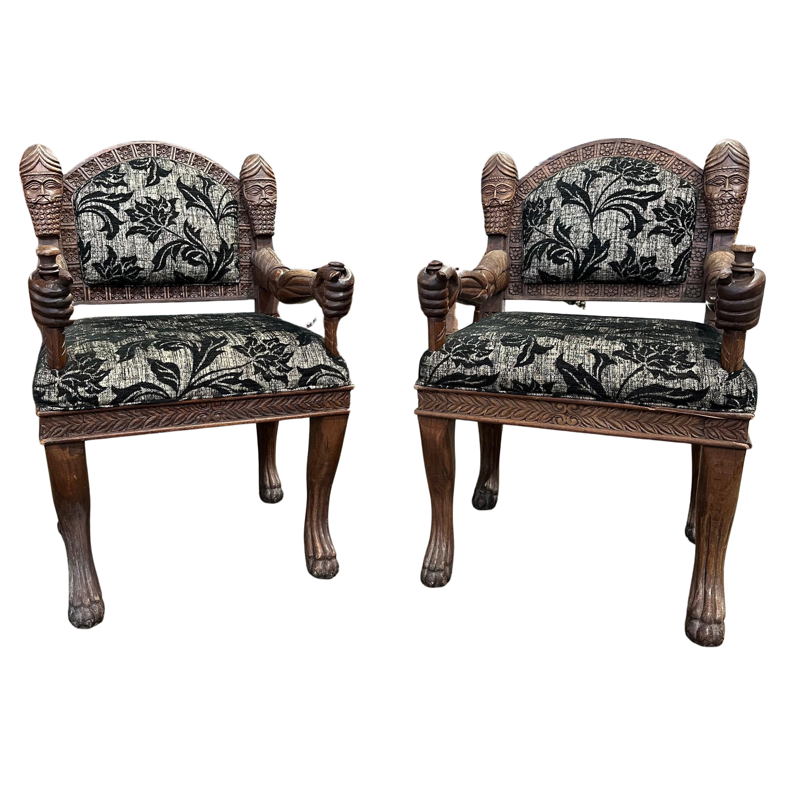 Pair Of Decorative Carved Armchairs