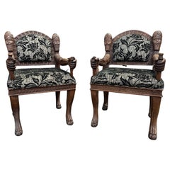 Vintage Pair Of Decorative Carved Armchairs