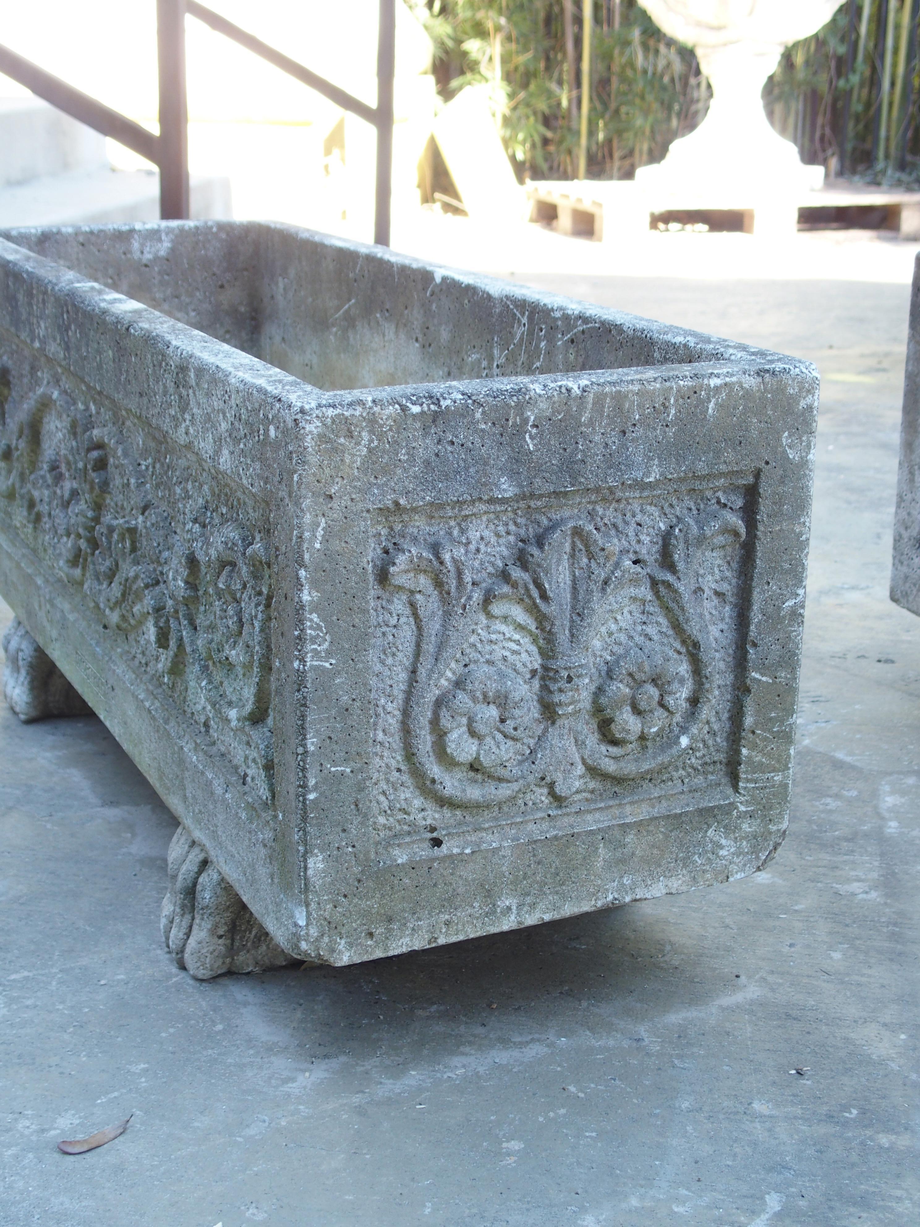 Pair of Decorative Cast Garden Planters from France 4