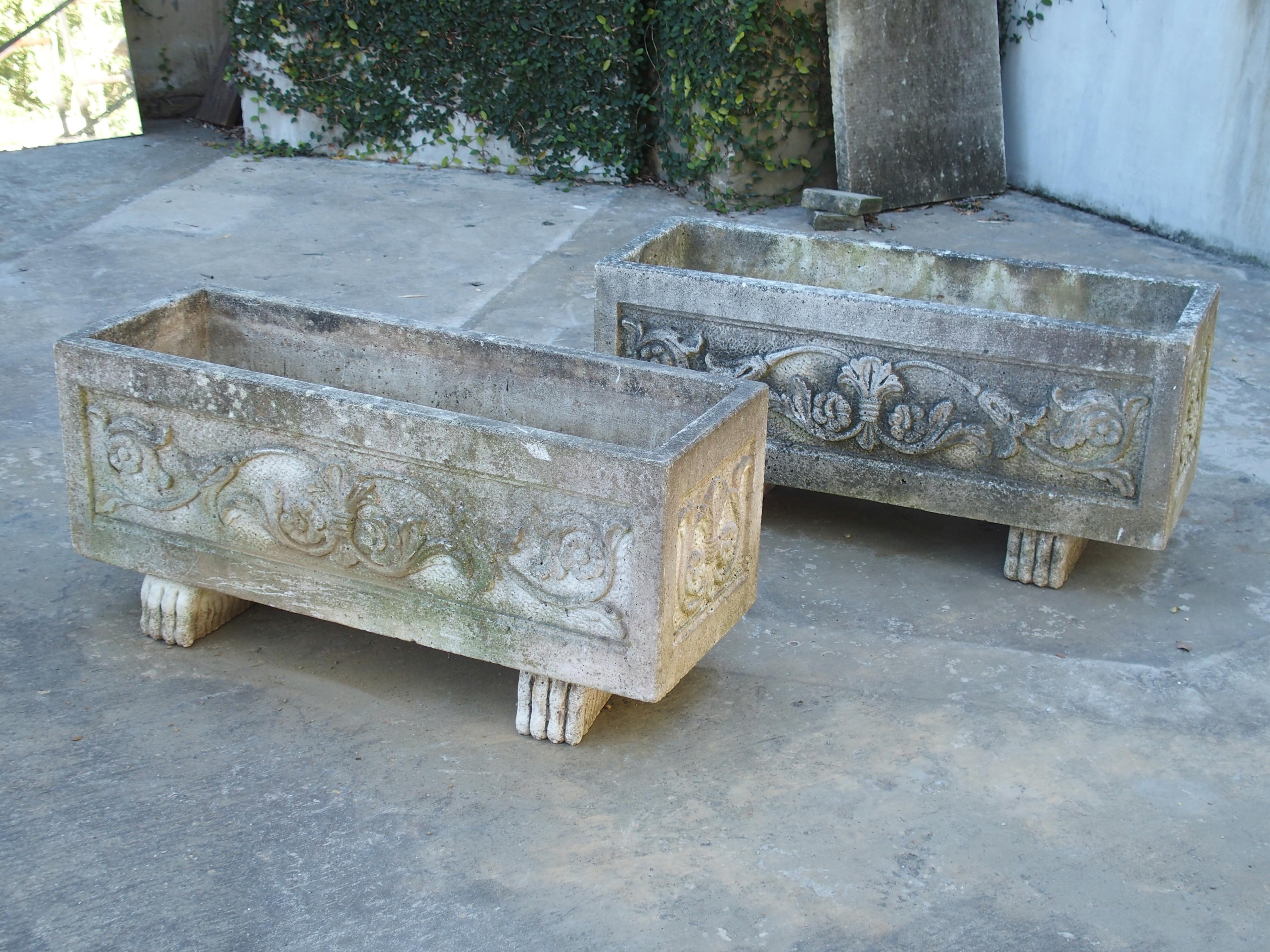 20th Century Pair of Decorative Cast Garden Planters from France