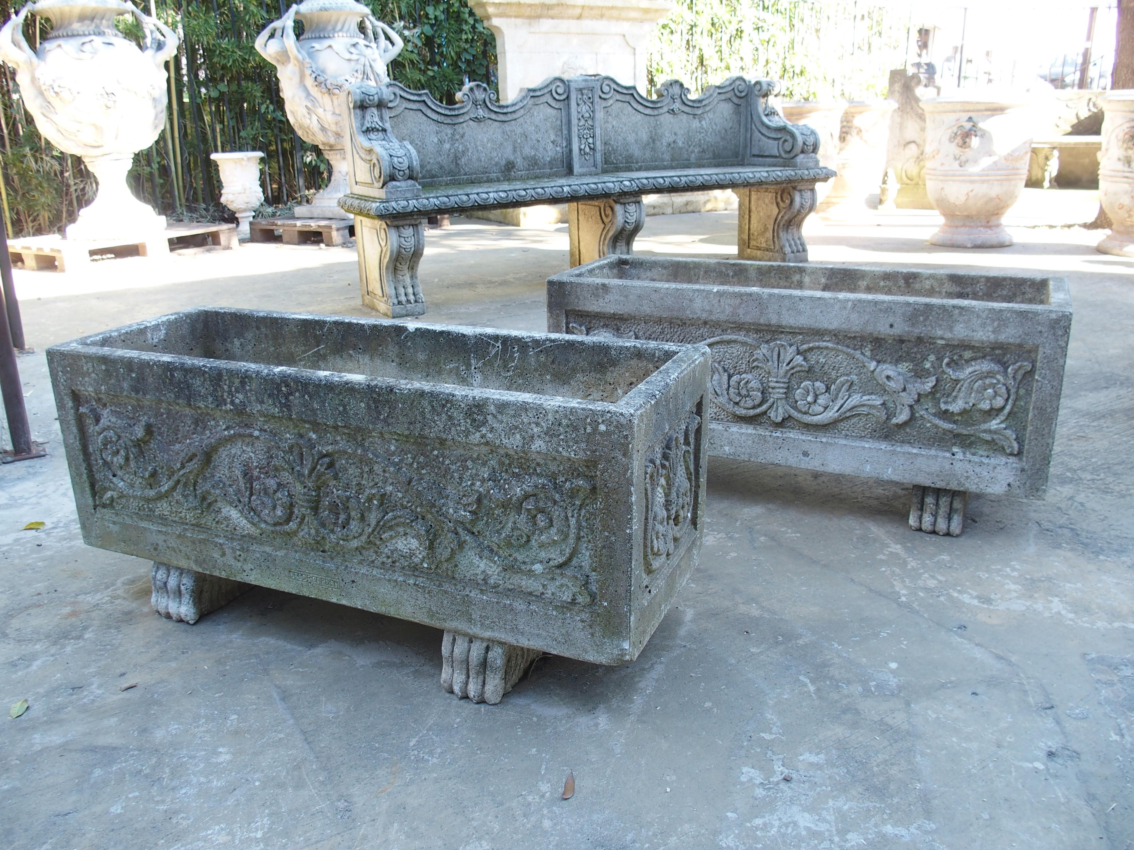 Pair of Decorative Cast Garden Planters from France 1