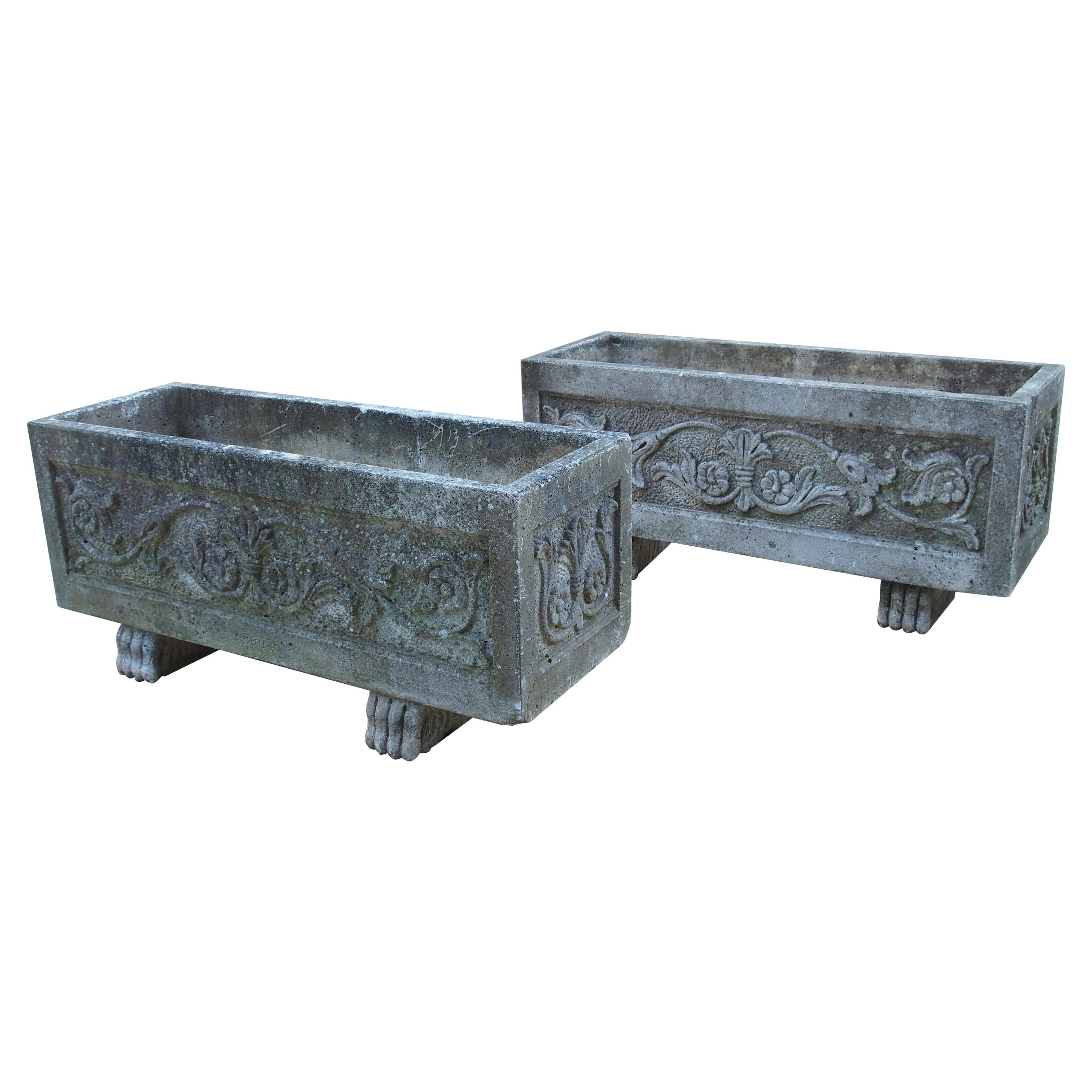Pair of Decorative Cast Garden Planters from France