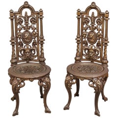 Pair of Decorative Cast Iron Chairs