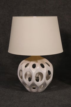 Pair of Decorative Ceramic Mid-Century Modern Geometric Table Lamps