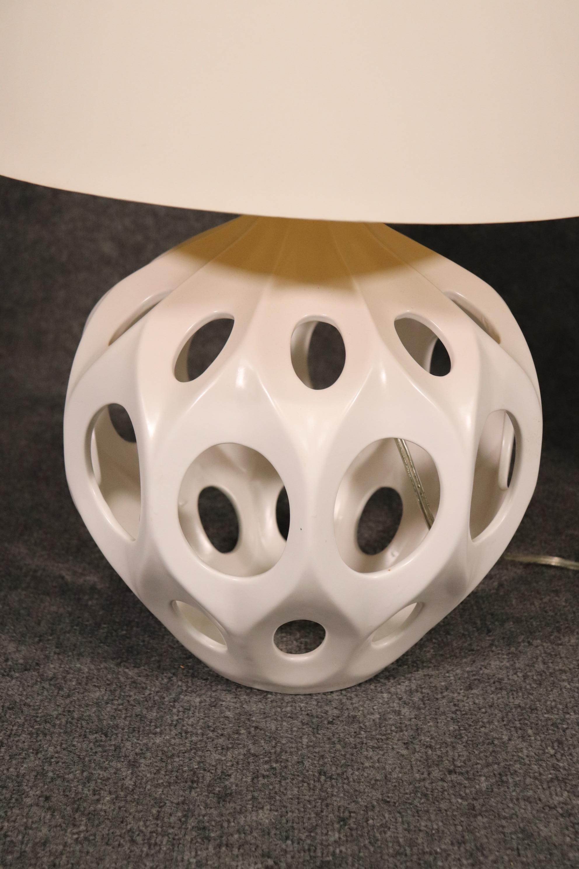 Pair of Decorative Ceramic Mid-Century Modern Geometric Table Lamps 2