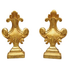 Pair of Decorative Circa 1750 Italian Giltwood Finials
