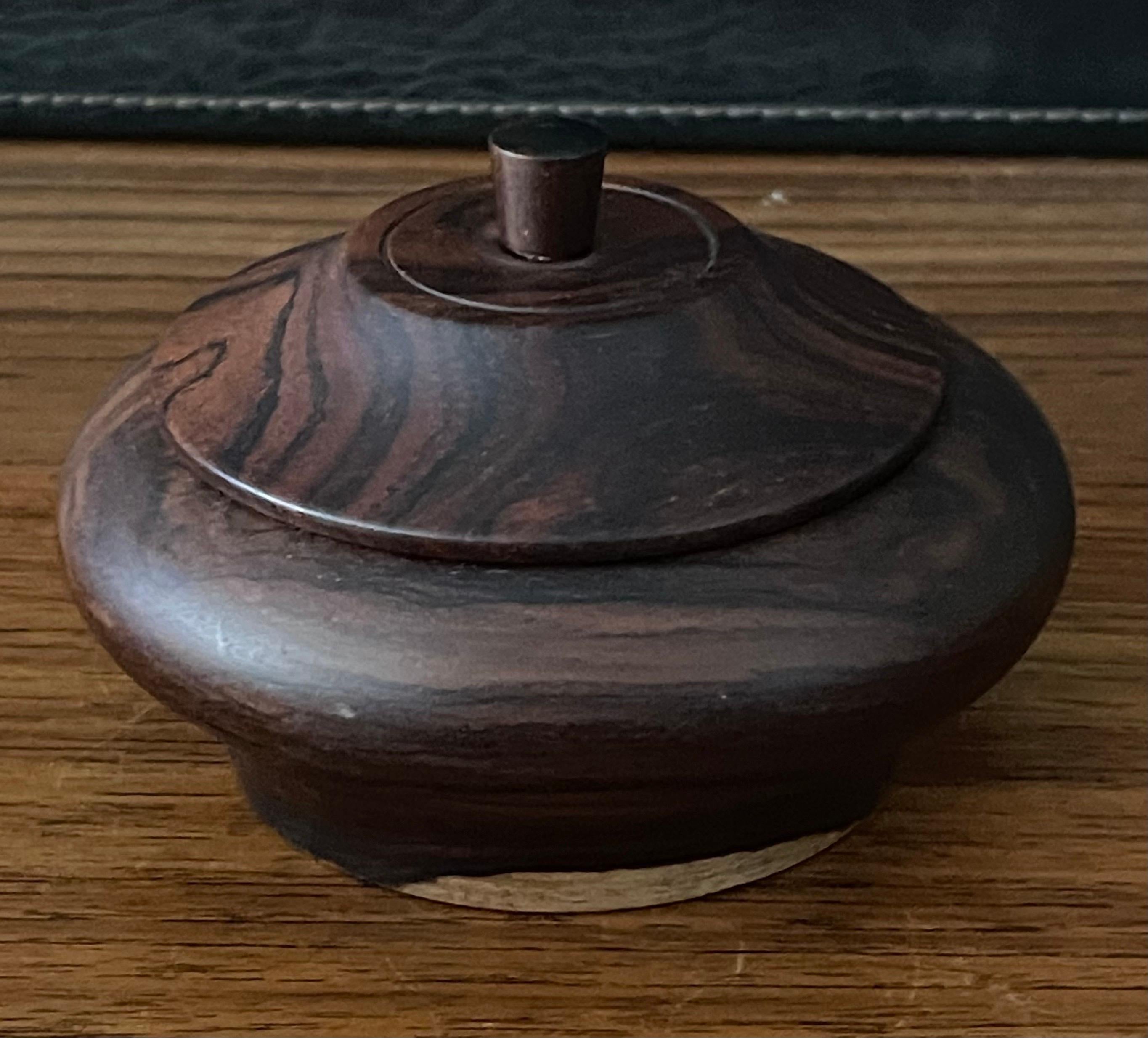 Pair of Decorative Cocobolo / Rosewood Lidded Cannisters For Sale 4