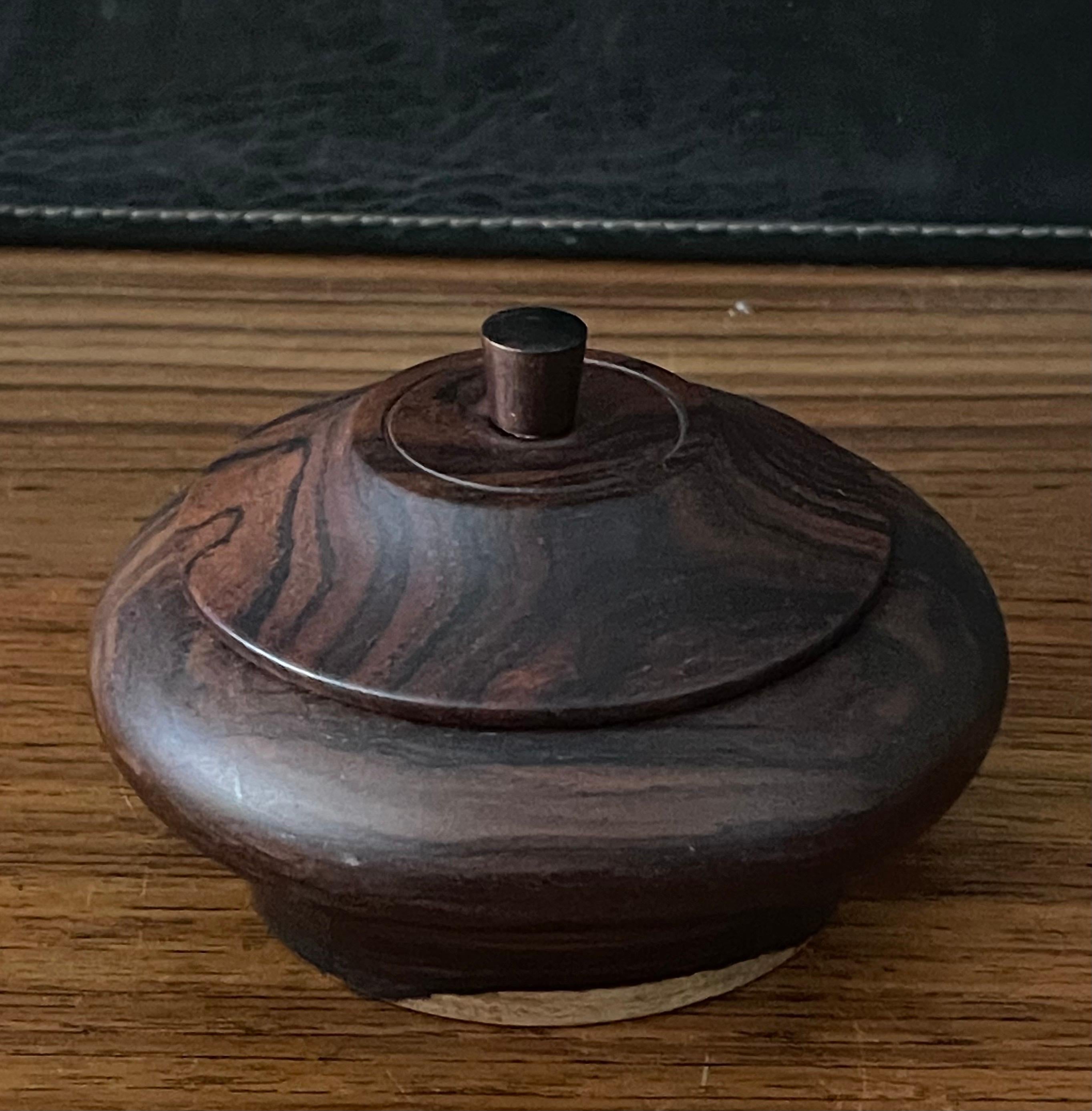 Pair of Decorative Cocobolo / Rosewood Lidded Cannisters For Sale 5