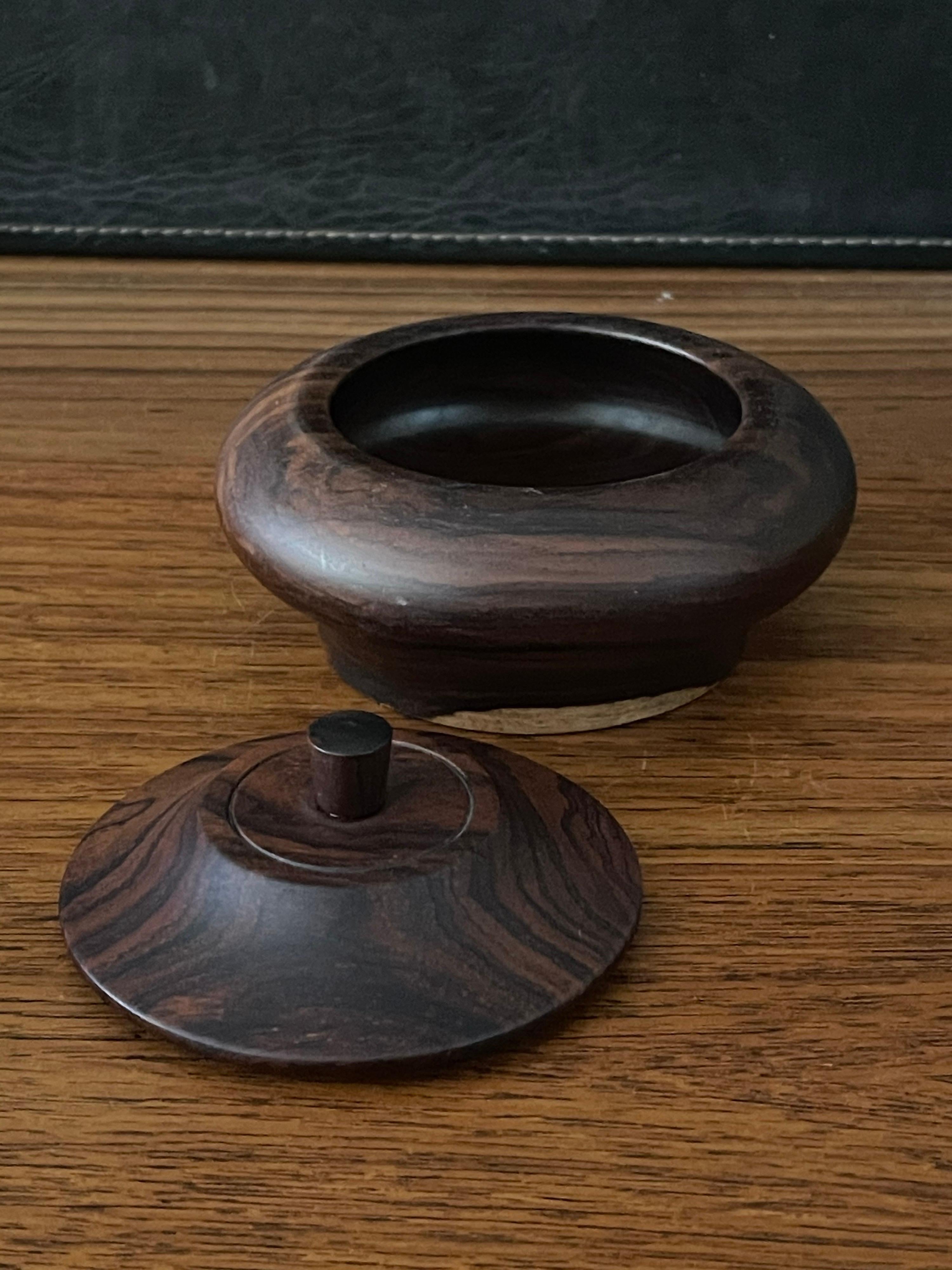 Pair of Decorative Cocobolo / Rosewood Lidded Cannisters For Sale 6