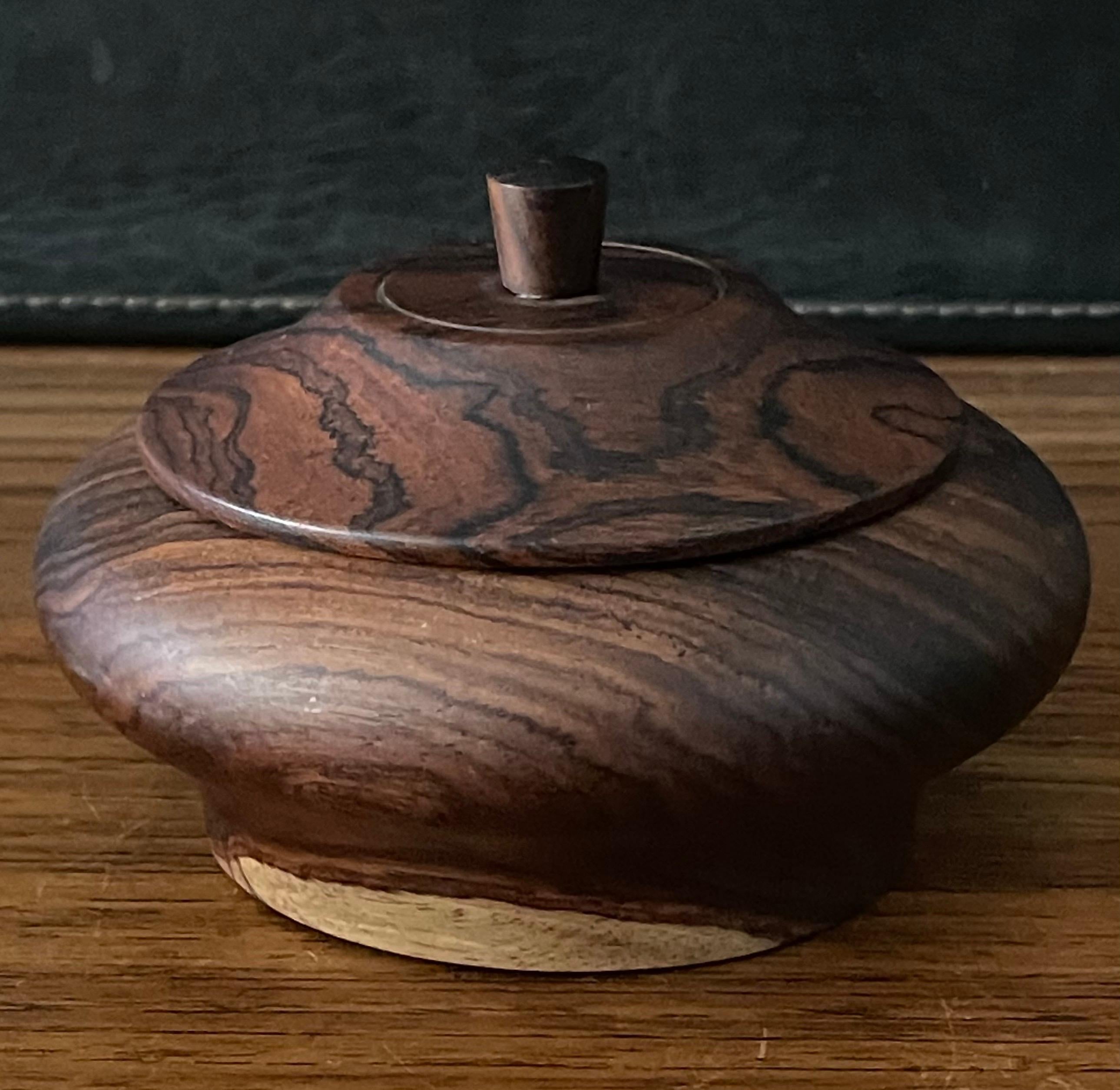 Pair of Decorative Cocobolo / Rosewood Lidded Cannisters For Sale 2