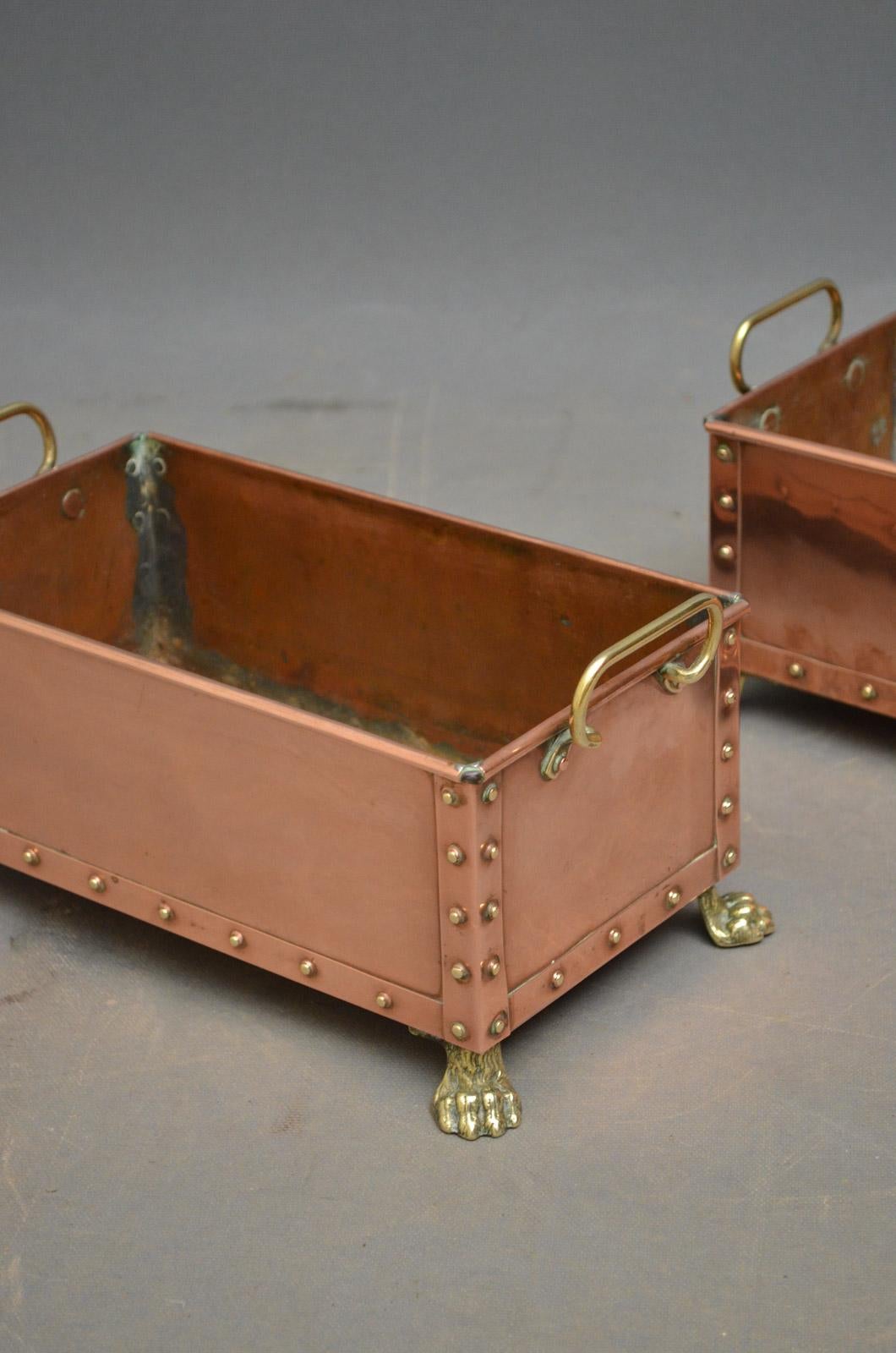 Pair of Decorative Copper Troughs, Planters (Britisch)