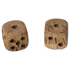 Pair of Decorative Cork Dices Manufacture De Cogolin, France, 1950's