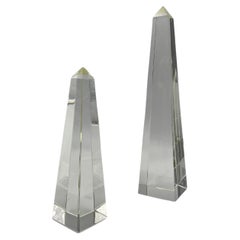 Pair Of Decorative Crystal Obelisks