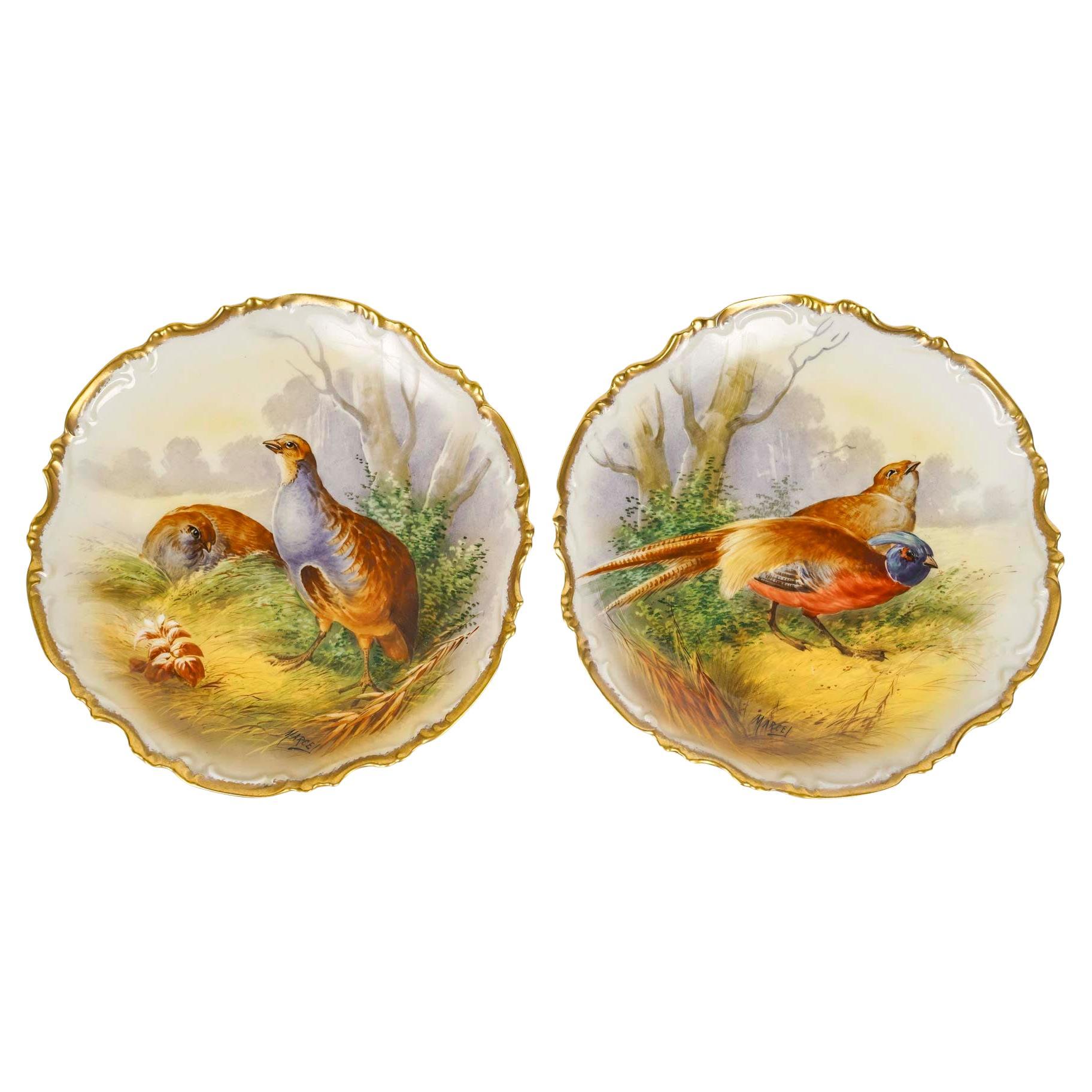 Pair of Decorative Dishes, Manufacture of Porcelain of Limoges. For Sale