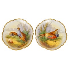 Antique Pair of Decorative Dishes, Manufacture of Porcelain of Limoges.