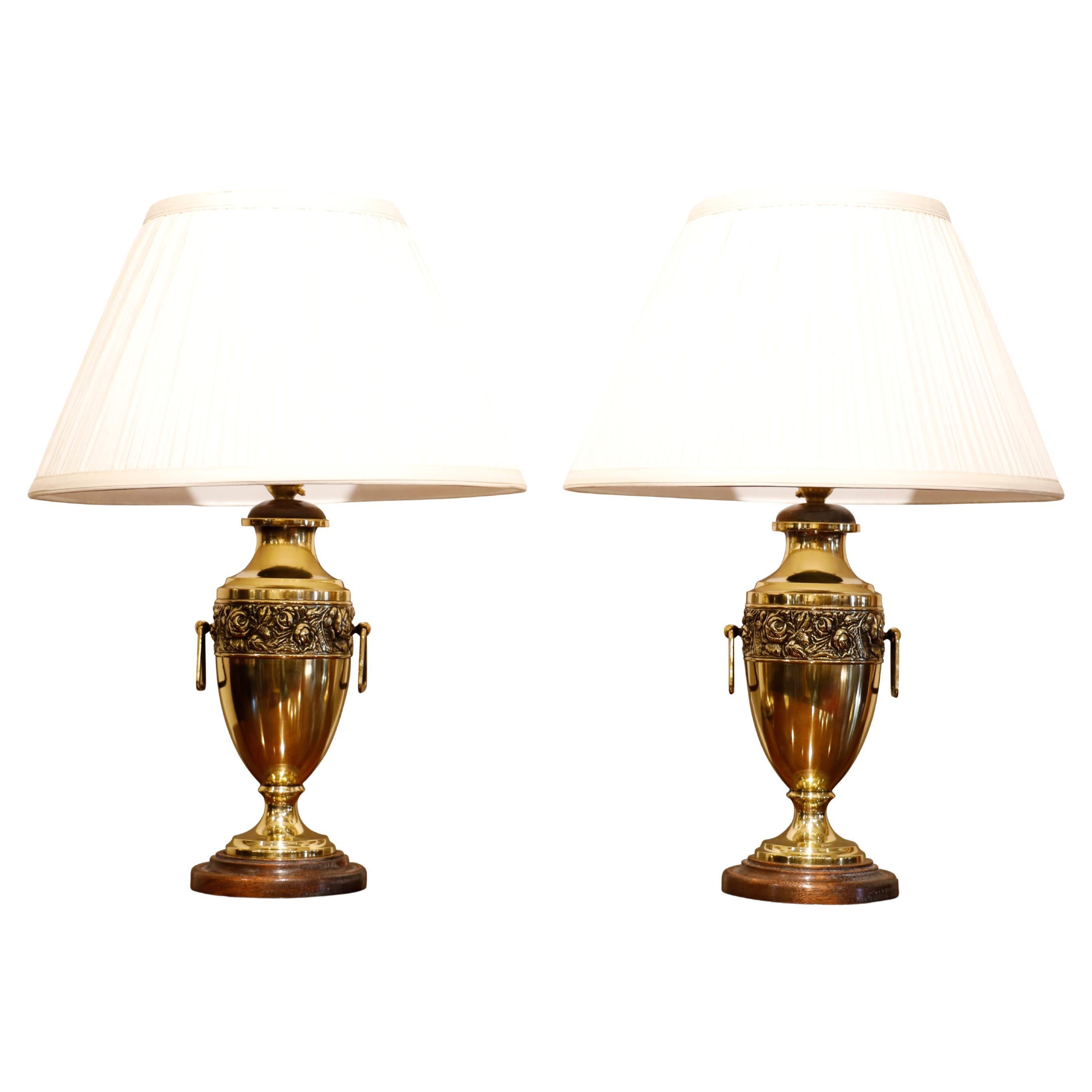 Pair of Decorative Edwardian Brass Table Lamps