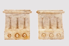 Pair of decorative elements, white veined marble, Italy 1850.