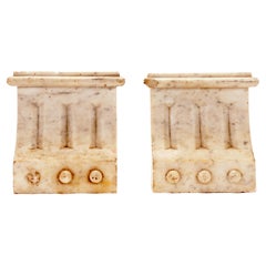 Pair of decorative elements, white veined marble, Italy 1850.