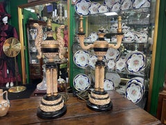 Pair of Decorative Empire Style Gilt and Ebonised Table Lamps