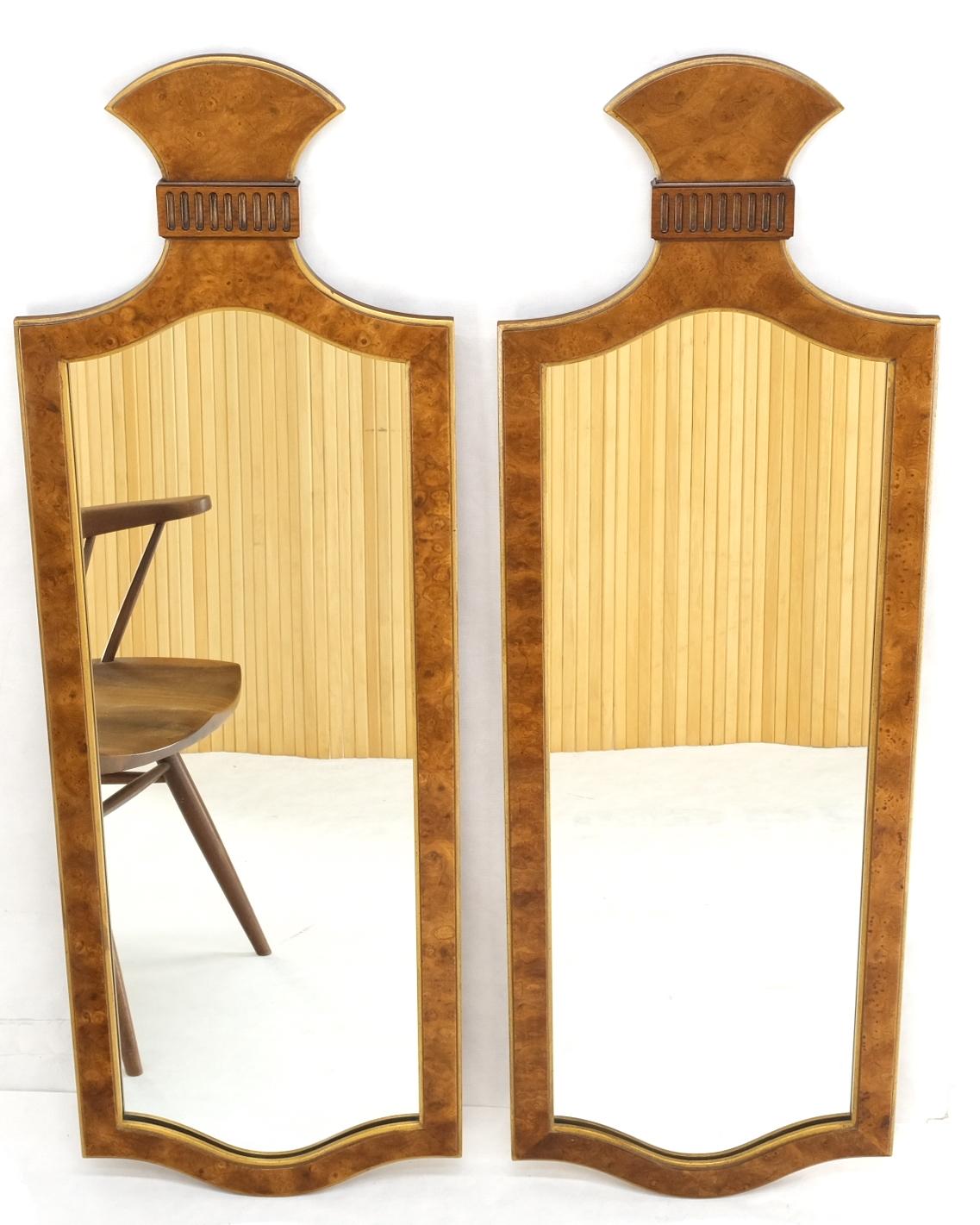Pair of Decorative Figural Shape Burl Wall Mirrors Mid Century Modern Mint For Sale 2