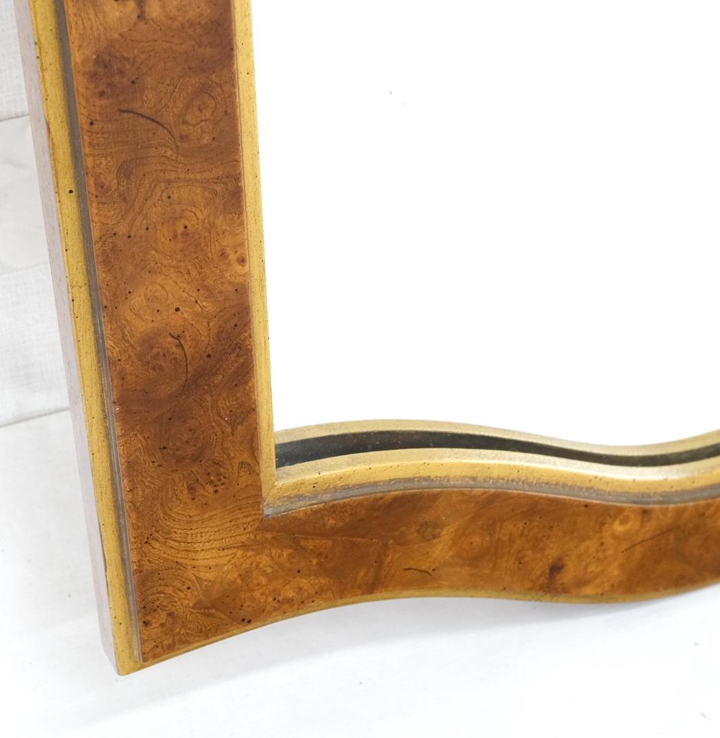 Lacquered Pair of Decorative Figural Shape Burl Wall Mirrors Mid Century Modern Mint For Sale
