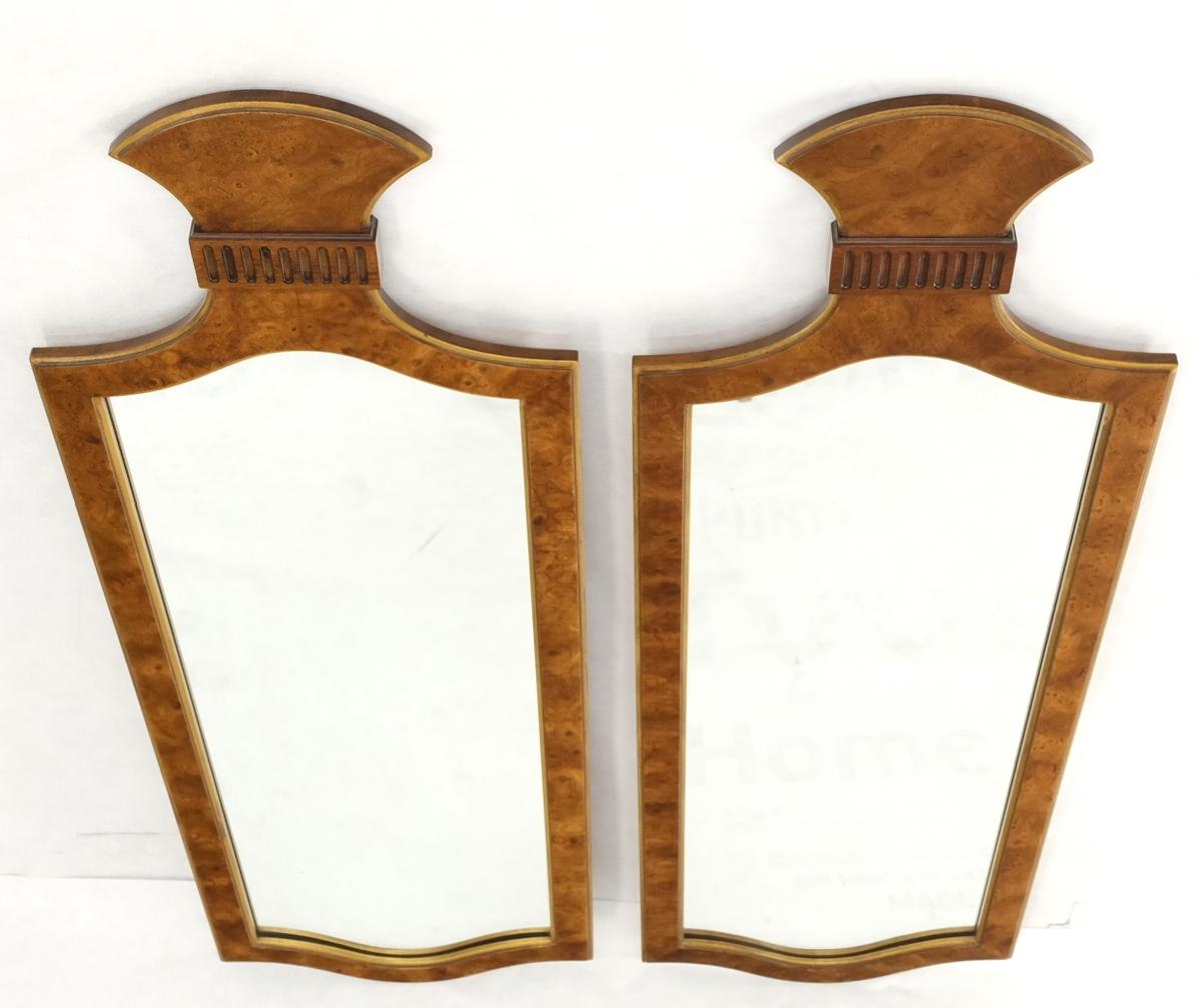 Glass Pair of Decorative Figural Shape Burl Wall Mirrors Mid Century Modern Mint For Sale