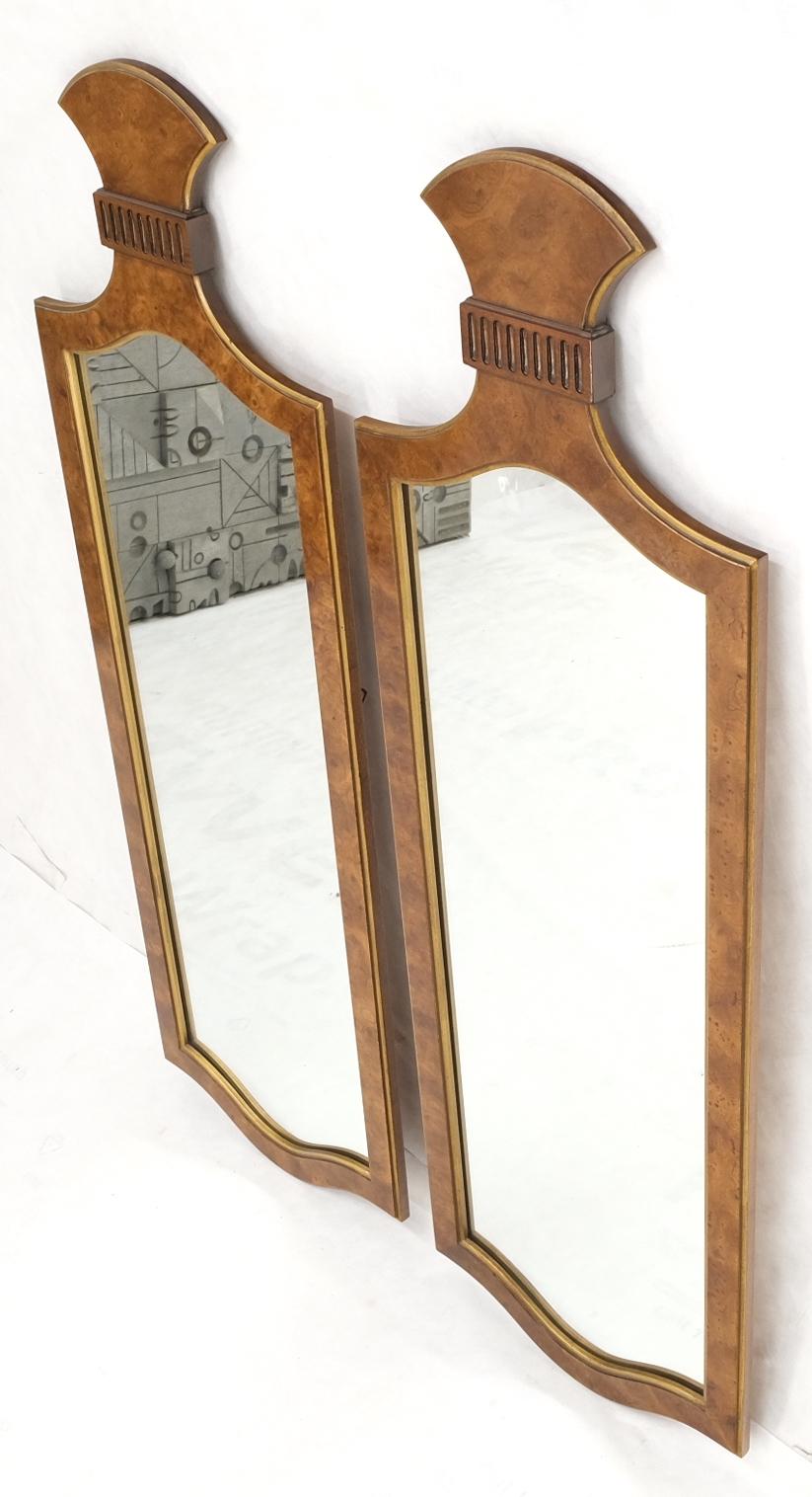 Pair of Decorative Figural Shape Burl Wall Mirrors Mid Century Modern Mint For Sale 1