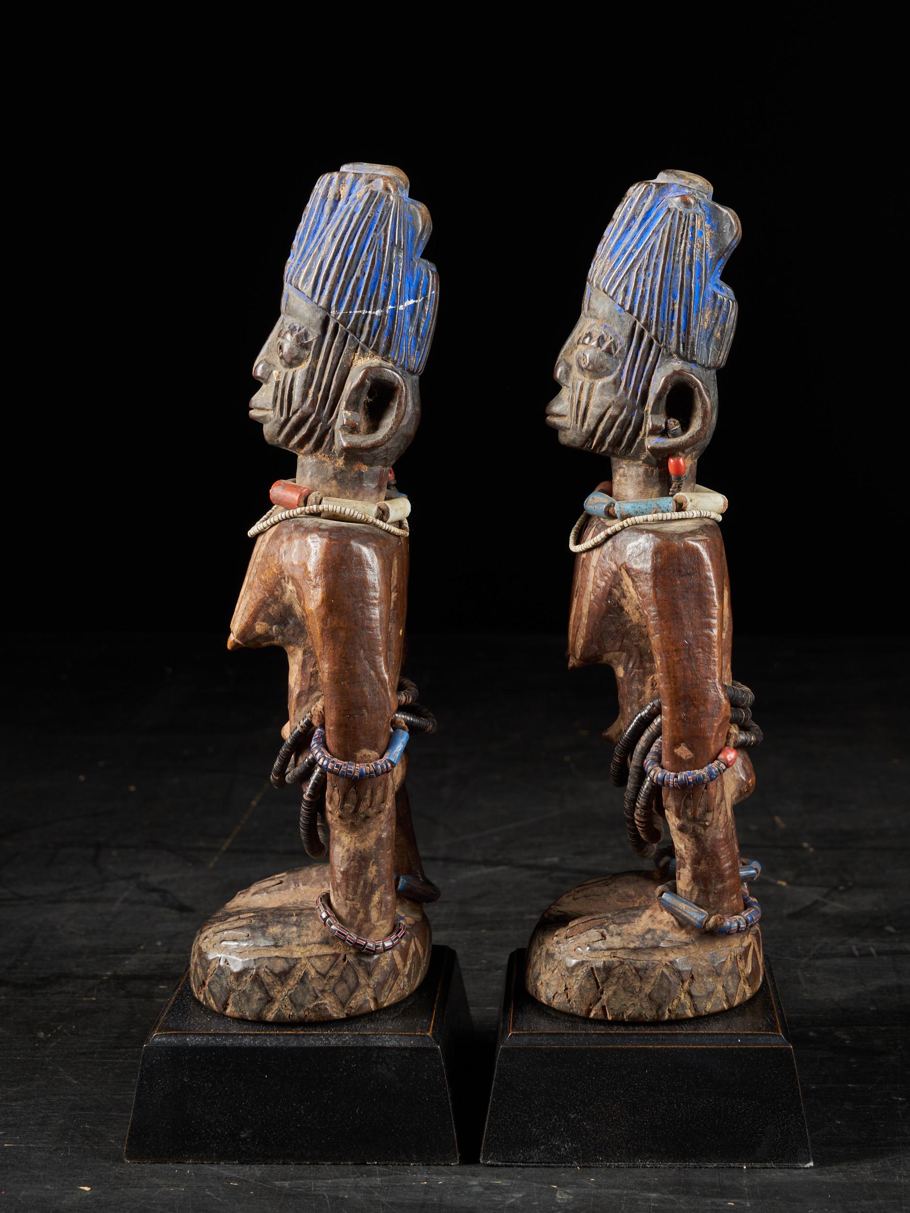 Nigerian Pair of Decorative Figures ScuIptures Ibeji Twin Figures, Yoruba people Nigeria For Sale