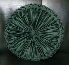 PAIR OF DECORATIVE FOLDED SILK ROUND CHESTERFIELD TUFTED SOFA ARMCHAIR CUSHIONs