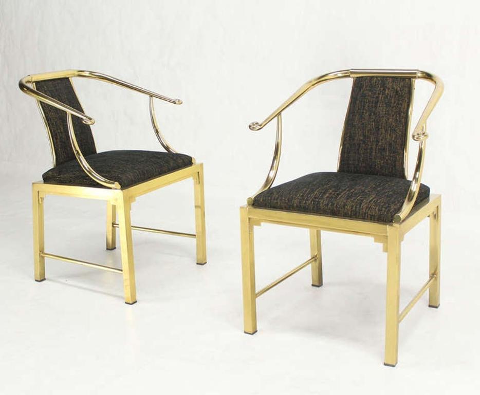 Paire de chaises décoratives à dossier baril en laiton massif forgé par Mastercraft MINT ! en vente 3