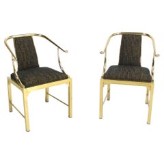 Pair of Decorative Forged Solid Brass Barrel Back Chairs by Mastercraft MINT!