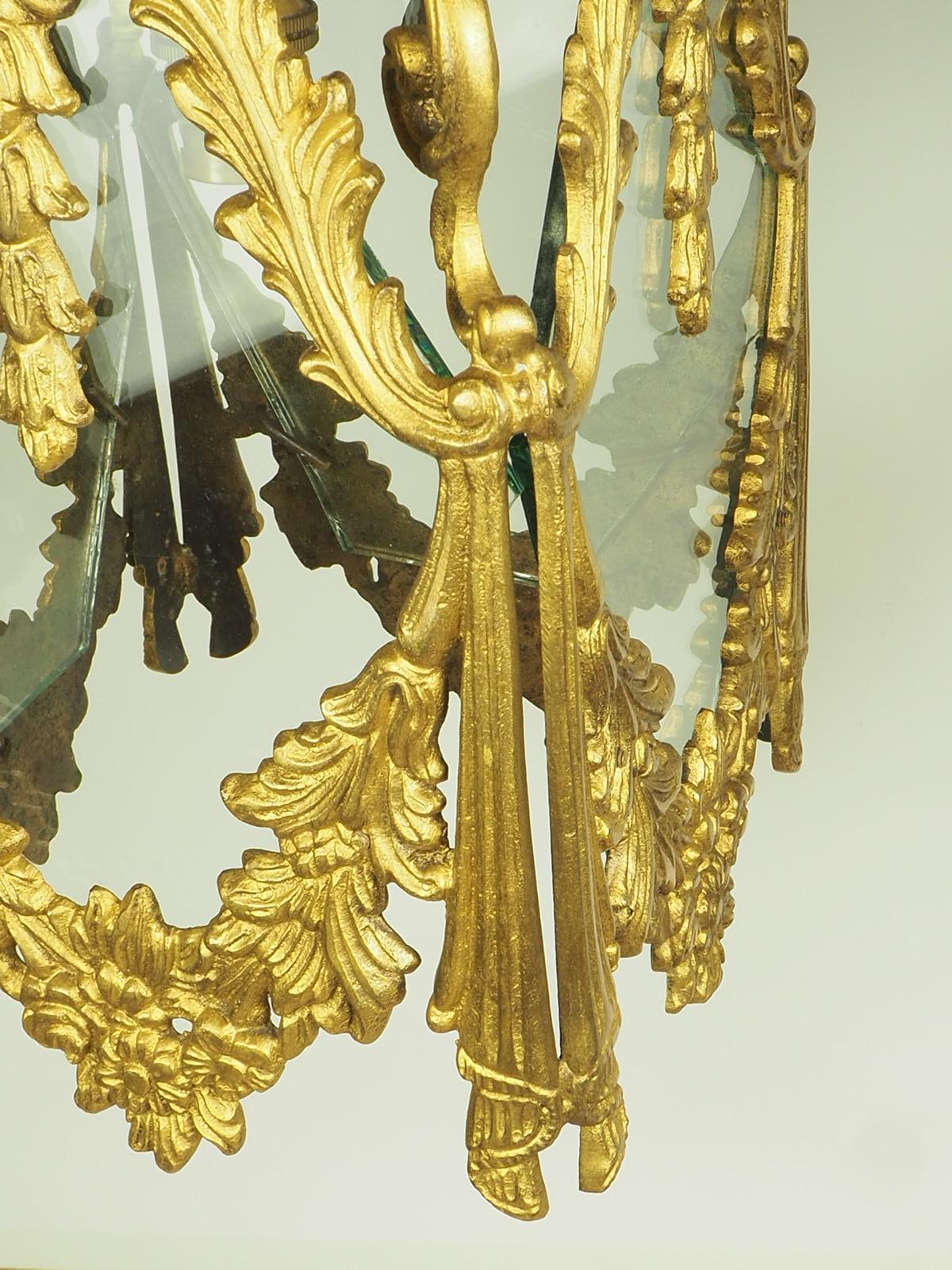 20th Century Pair of Decorative French Rococo Gilt Brass Lanterns