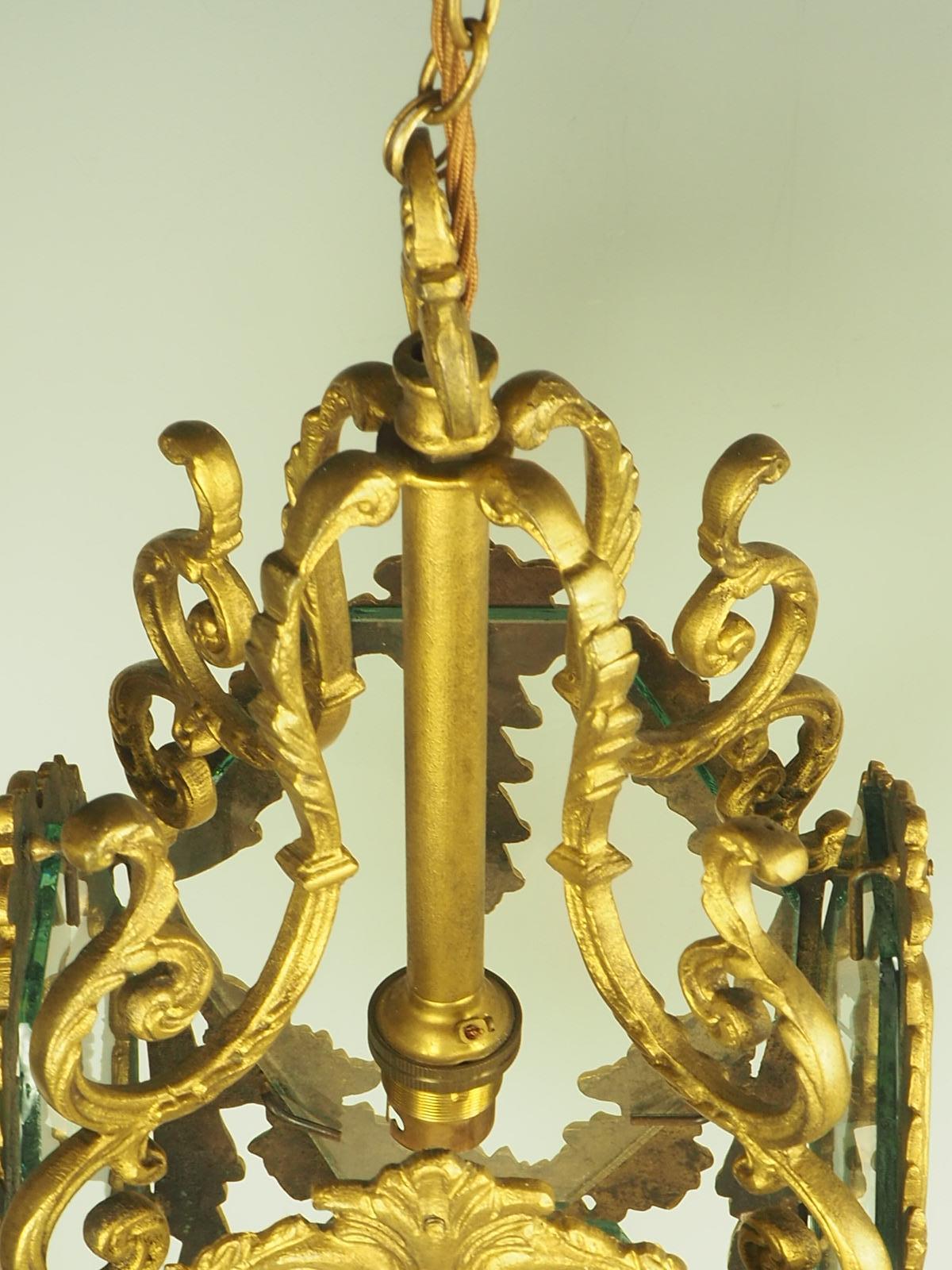 Pair of Decorative French Rococo Gilt Brass Lanterns 1