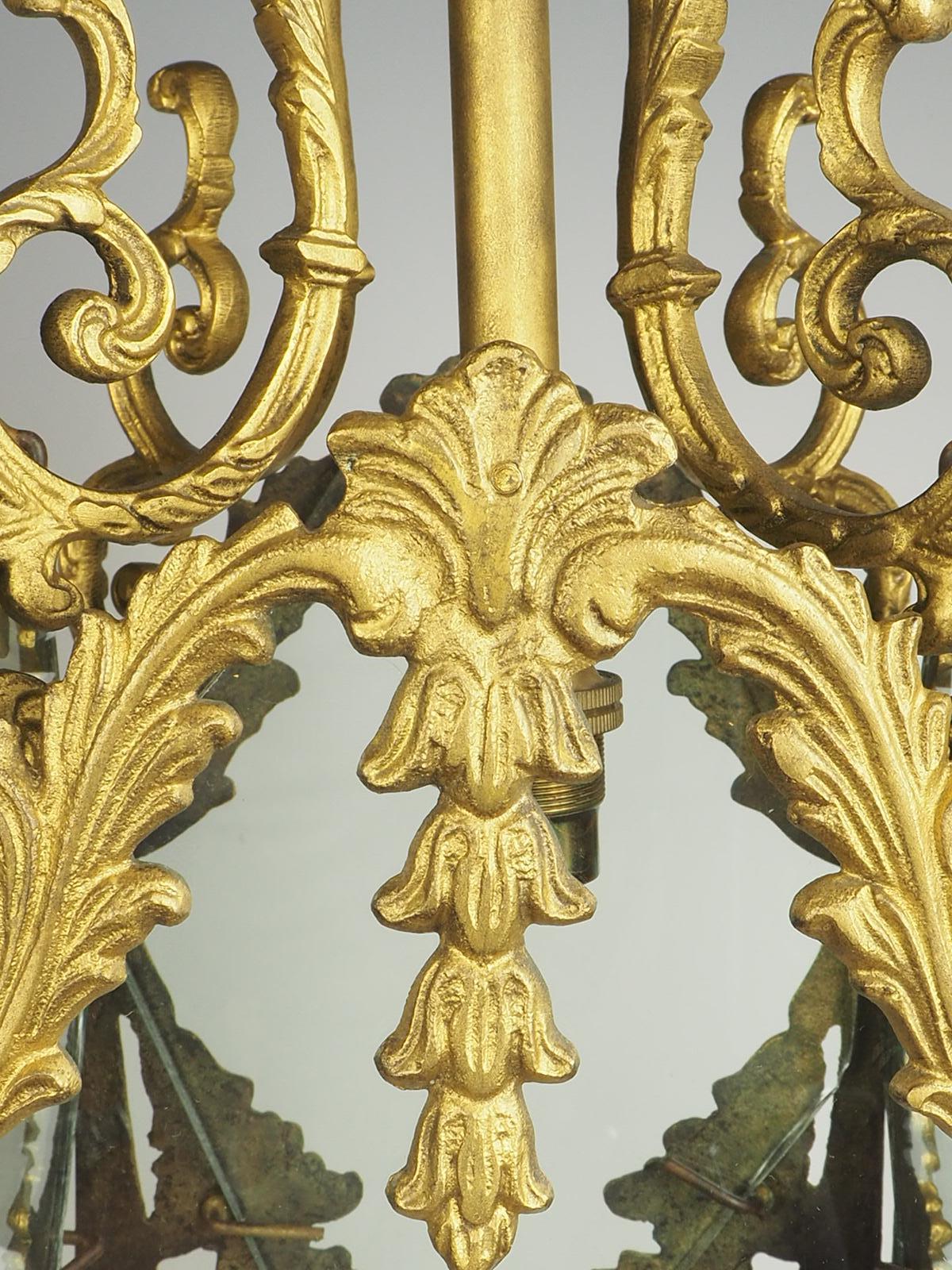 Pair of Decorative French Rococo Gilt Brass Lanterns 4